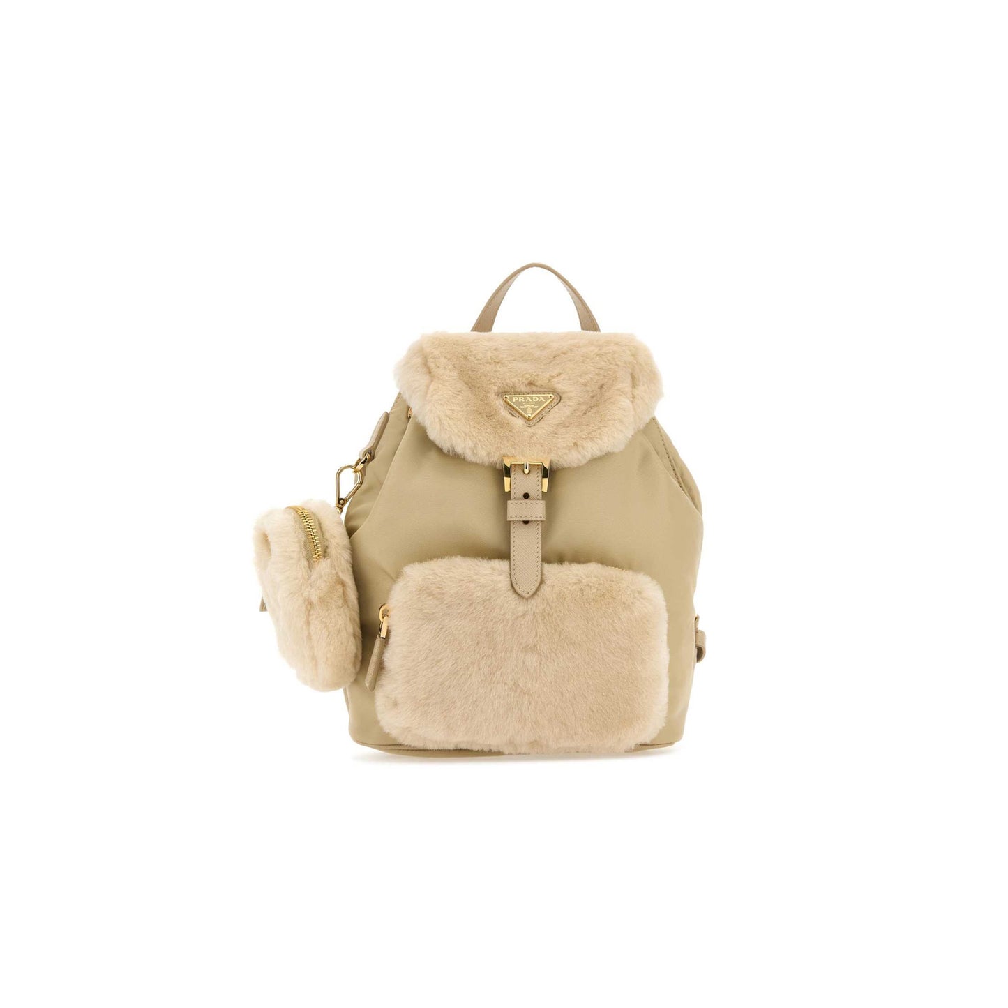 Pra*aΒ re-nylon shearling backpack 1bz074 (25*20.5*11.5cm)