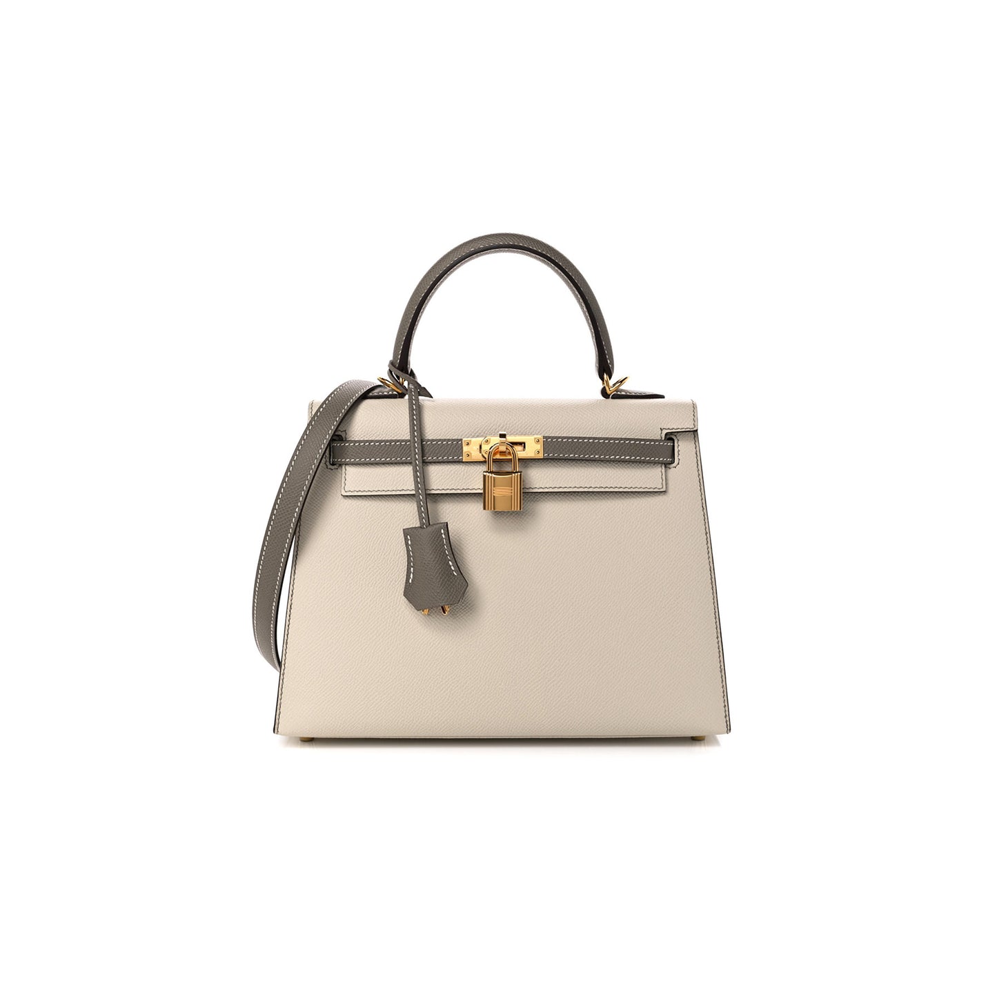 H**mes master epsom kelly 25 milkshake white with elephant gray (25*17*7cm)