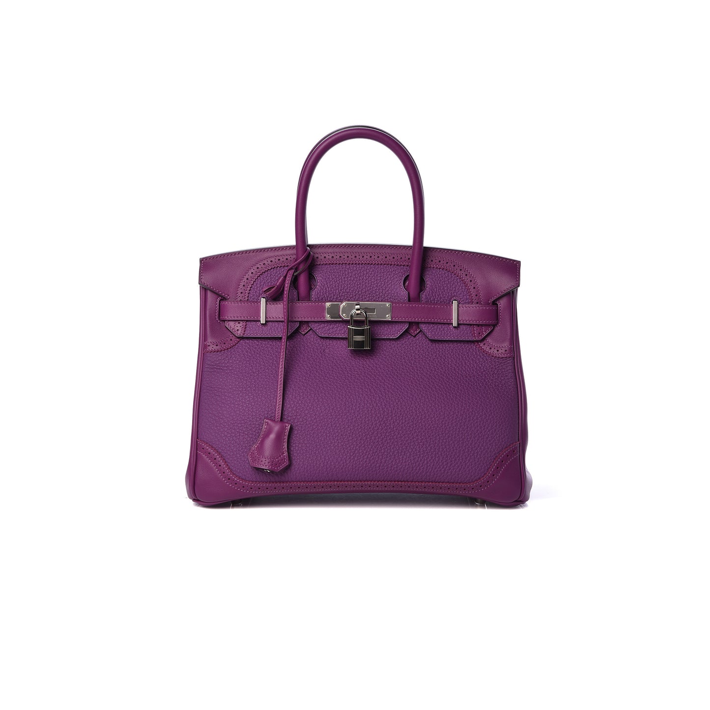 H**mes birkin 30 lace series anemone purple silver buckle 488484 (30*22*15cm)