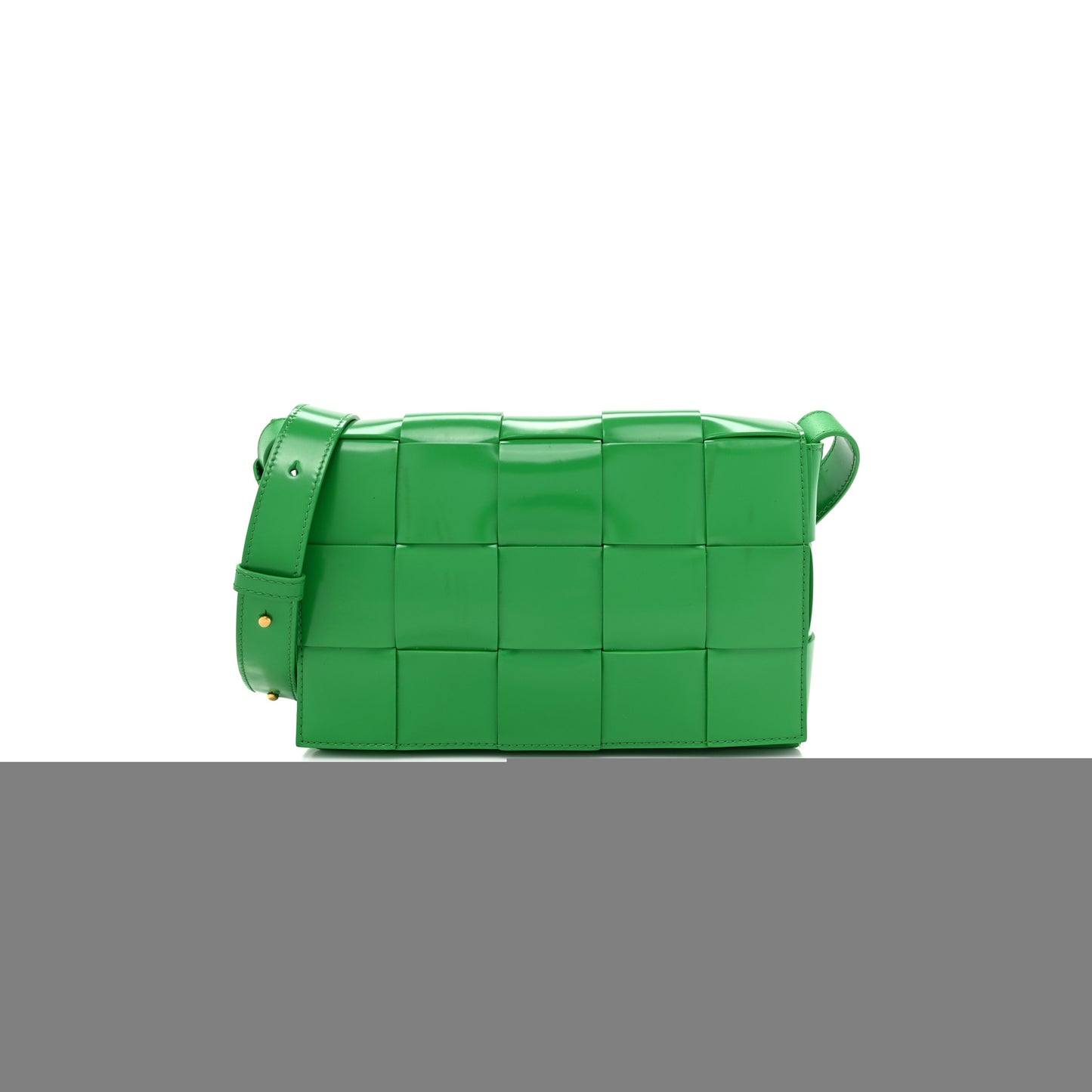bo*te*ga Ve*ne*ta patent maxi intrecciato cassette crossbody bag parakeet (23*15*5.5cm)