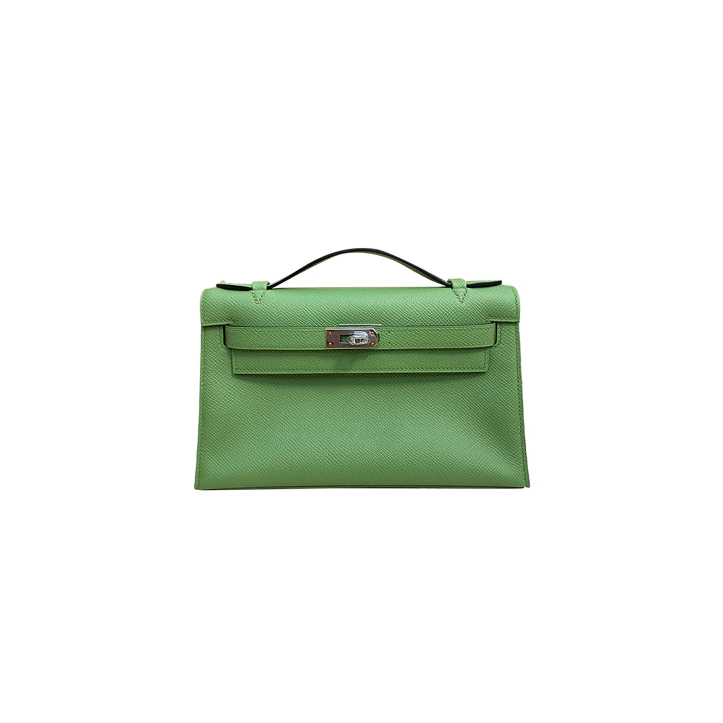 H**mes mini kelly first generation epsom avocado green silver buckle (22*14*7cm)