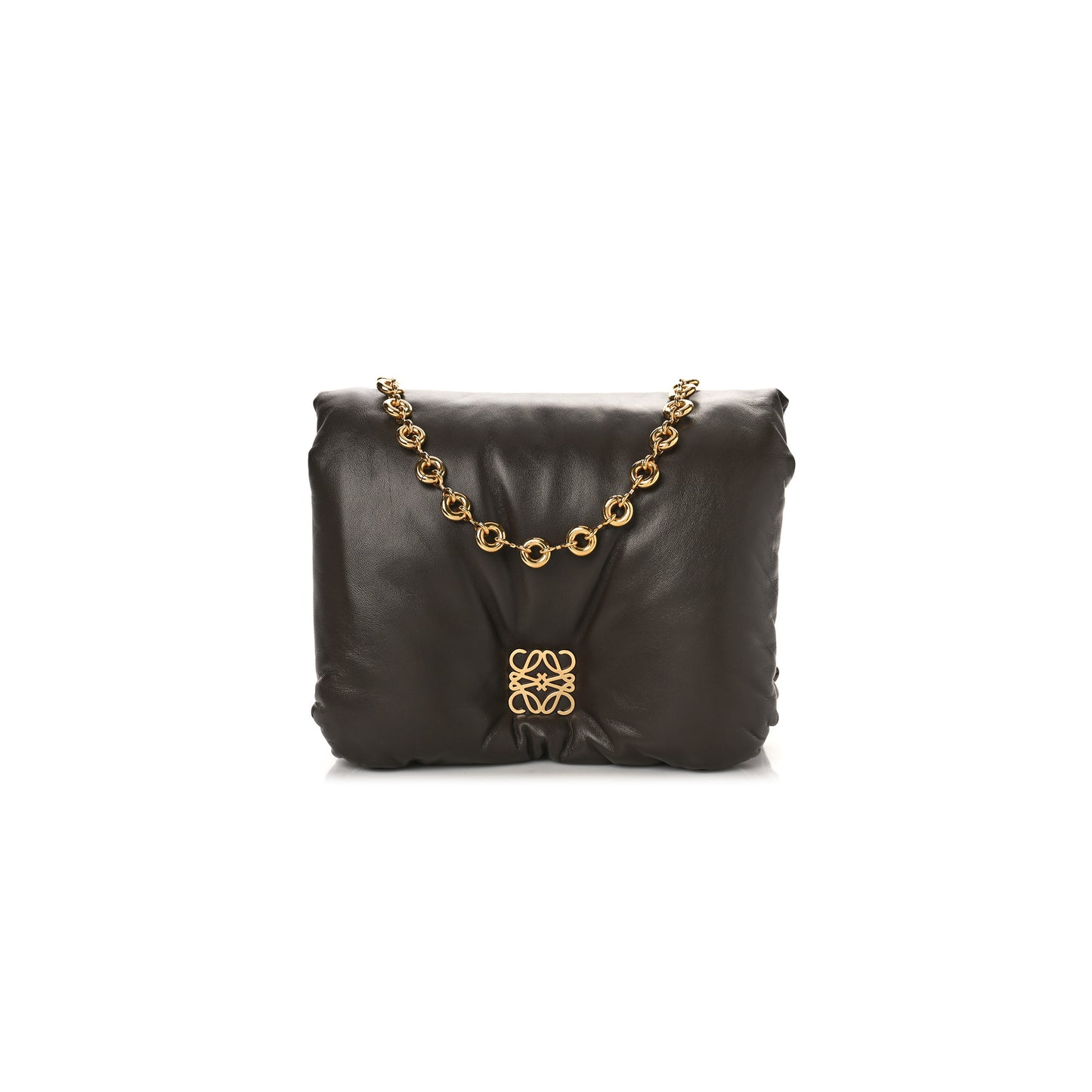 l*ew* lambskin goya puffer bag dark chocolate (23*17*8cm)