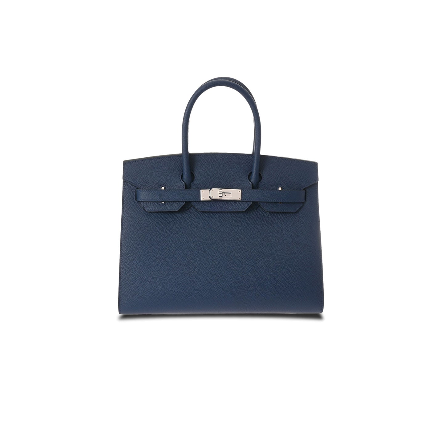 H**mes birkin 25 epsom leather dark blue silver buckle bag h028369cks4 (25*20*13cm)
