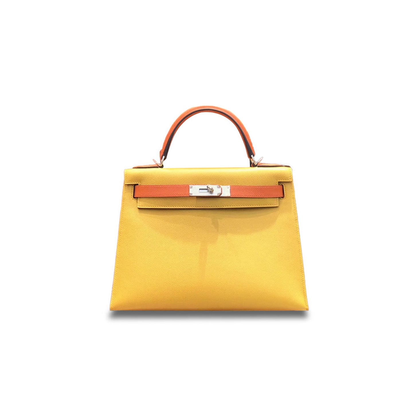 H**mes master kelly 28 epsom sun yellow with orange silver buckle (28*22*10cm)