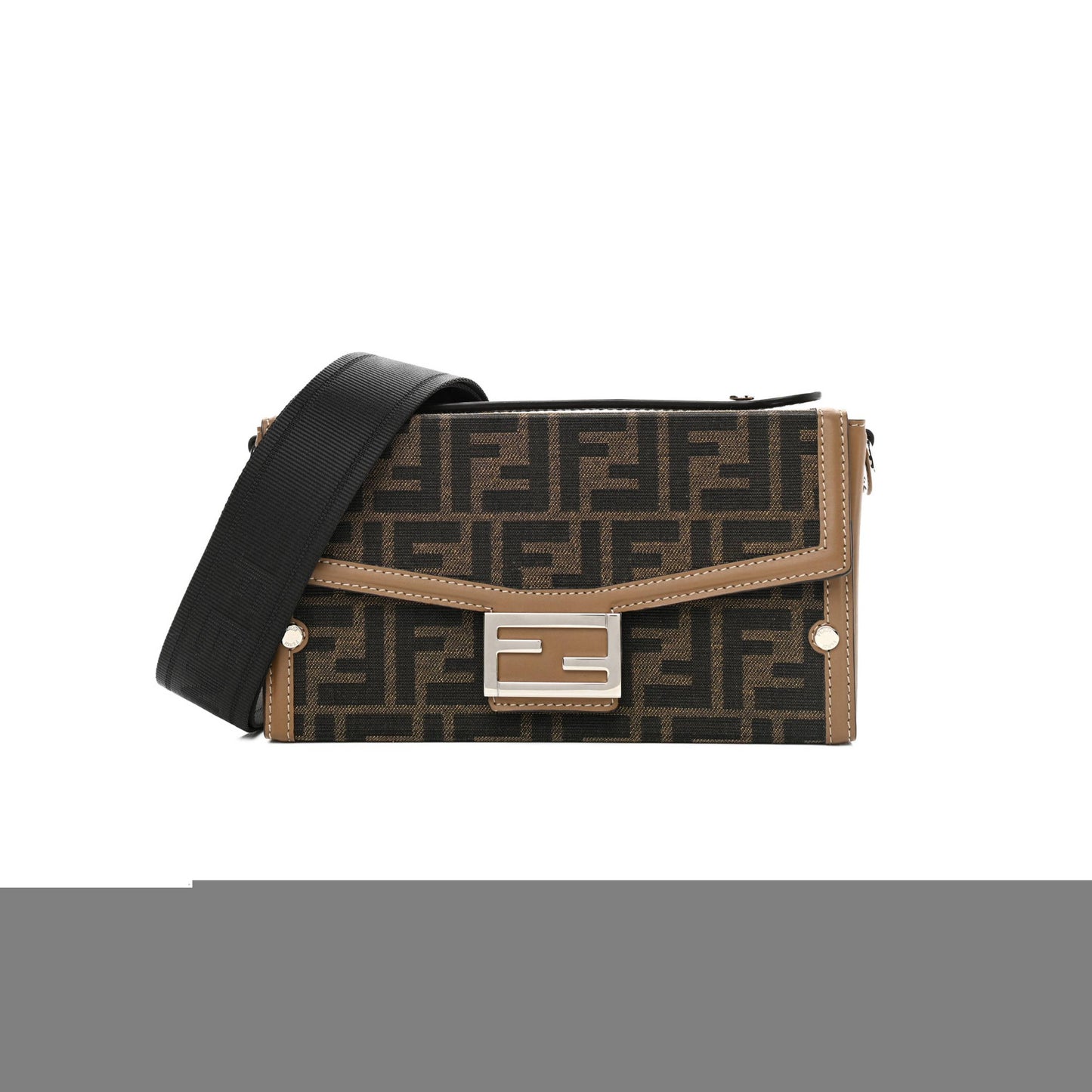 F**di recycled fabric jacquard vitello king ff 1974 baguette soft trunk tobacco moro sand (28*15*6cm)
