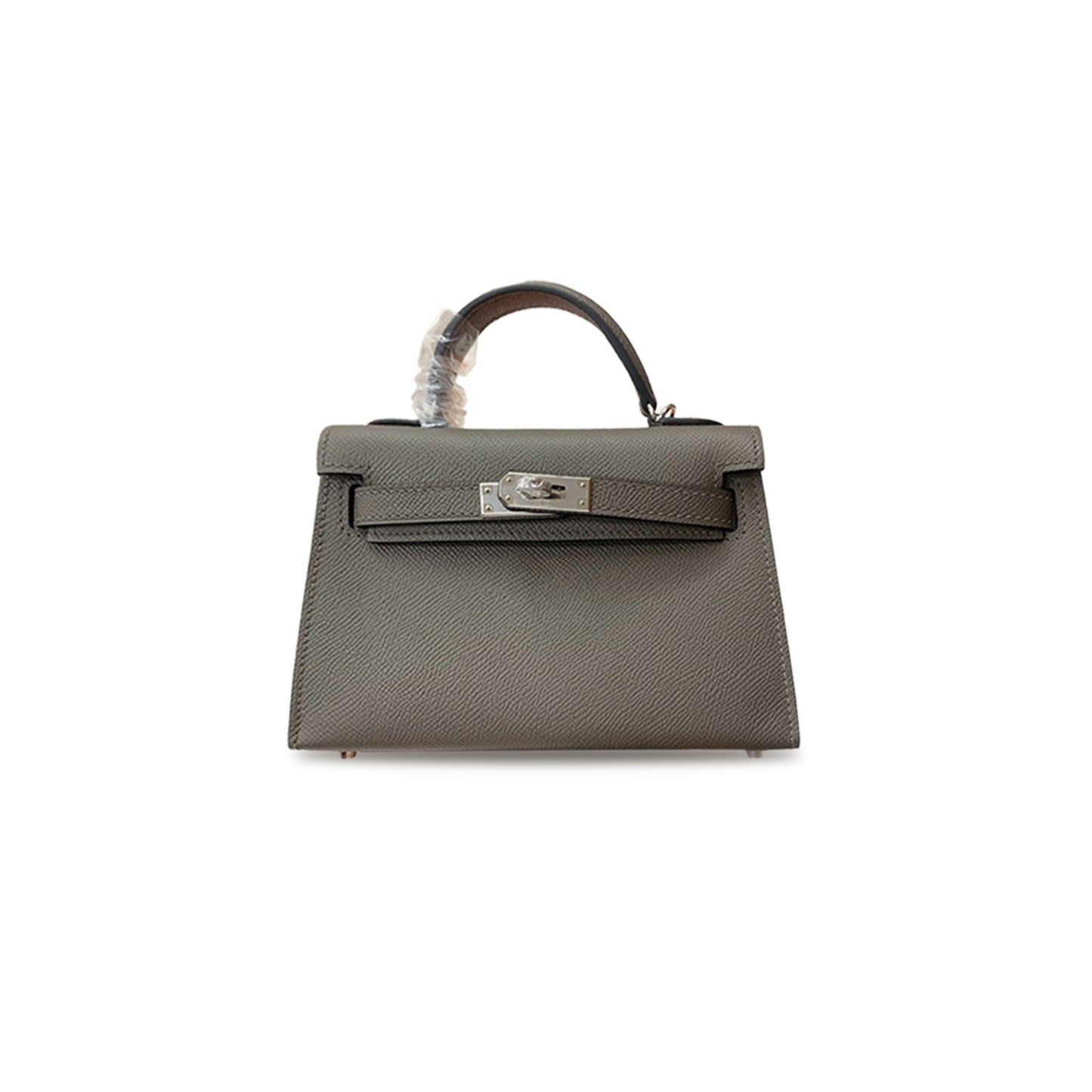 H**mes mini kelly ii epsom pewter gray silver buckle (19*12*5.5cm)
