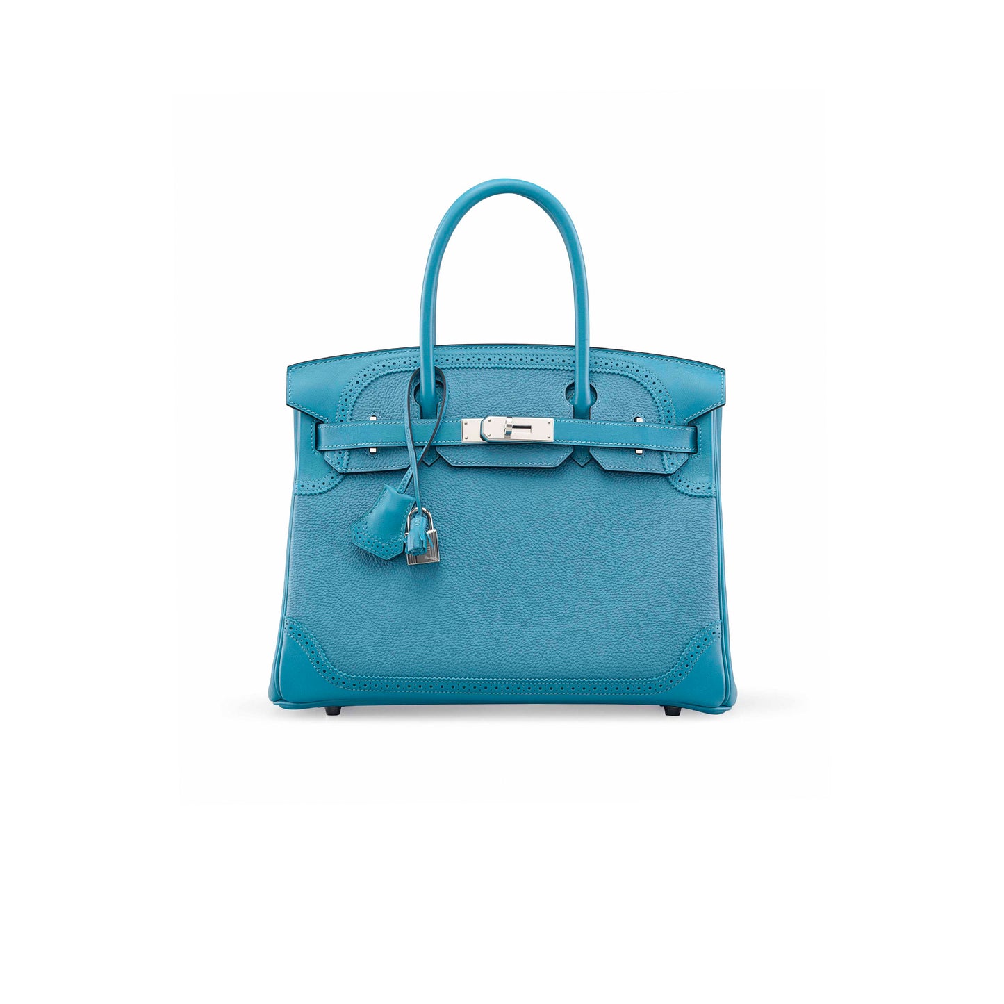 H**mes birkin 30 lace series denim blue silver buckle h082653ck69 (30*22*15cm)