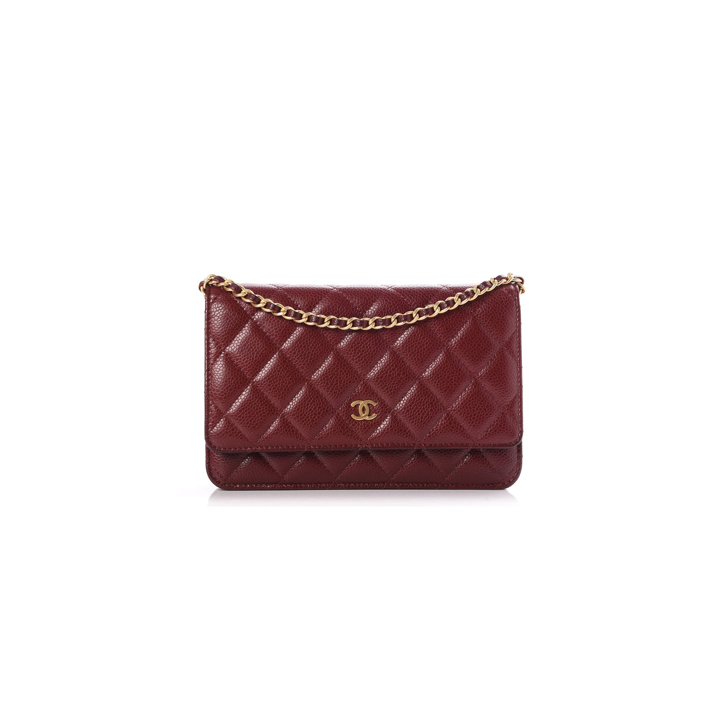 Ch*el classic wallet on chain grained shiny calfskin ap4241 (19.5*12*4cm)