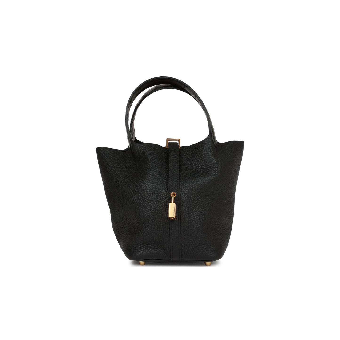 H**mes picotin lock 18 black matte alligator and clemence touch gold hardware (18*13*18cm)