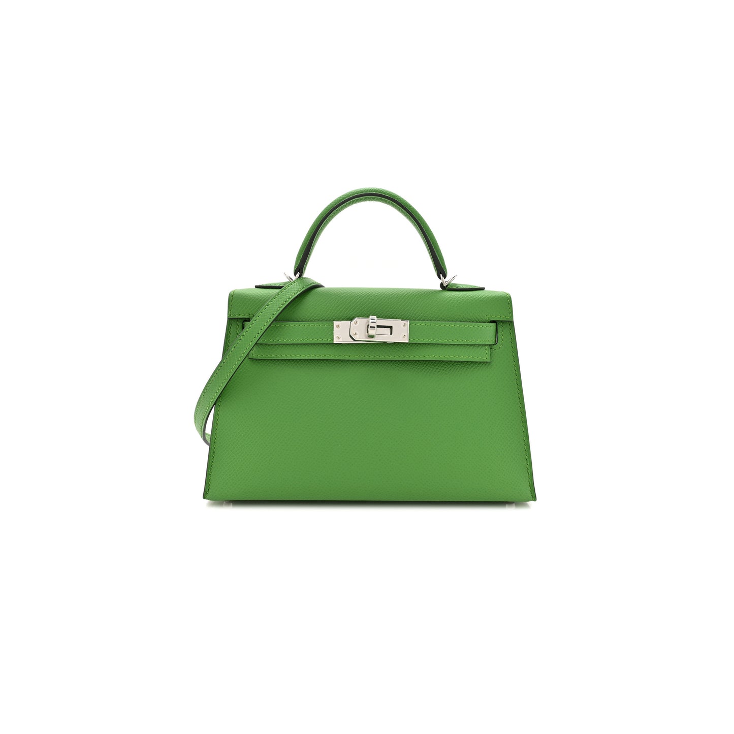 H**mes master mini kelly ii epsom green silver buckle (19*12*5.5cm)
