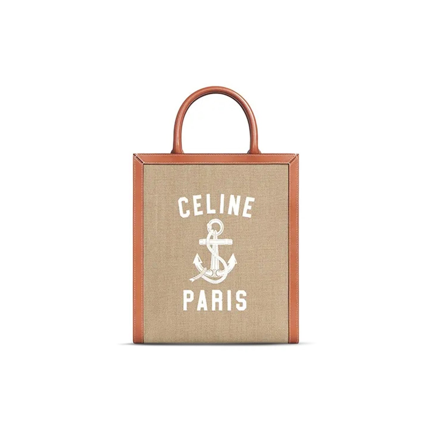 Ce**e small tote in cabas sulky printed fabric and cowhide leather 192082dft.02nt (32*29*8cm)