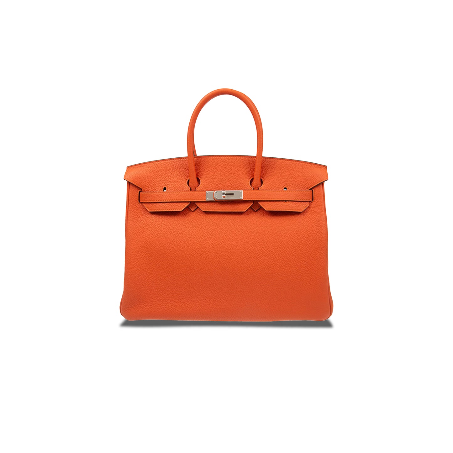 H**mes master birkin 25 togo leather orange silver buckle bag 521791 (25*20*13cm)