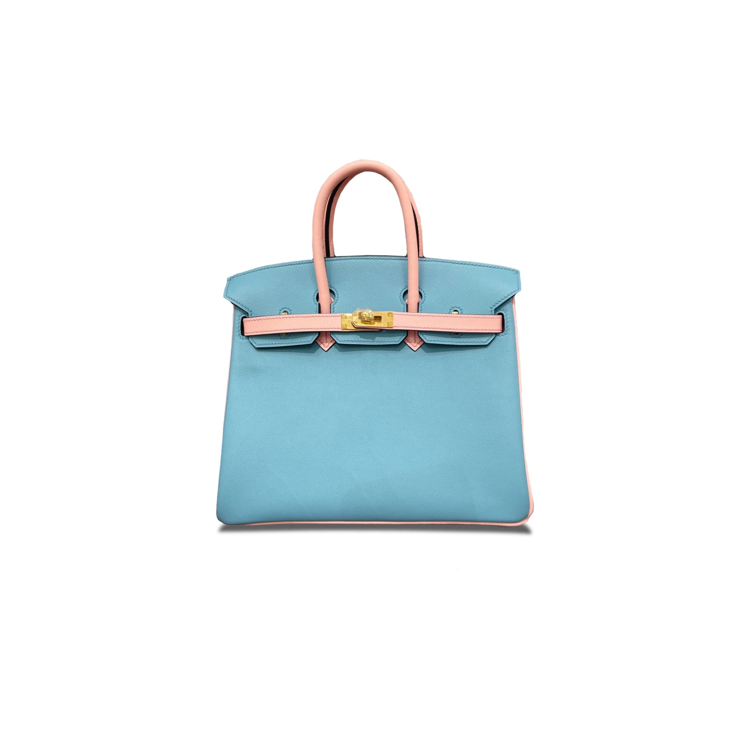 H**mes birkin 25 swift leather candy blue 3q pink gold buckle h049363ck04 (25*20*13cm)