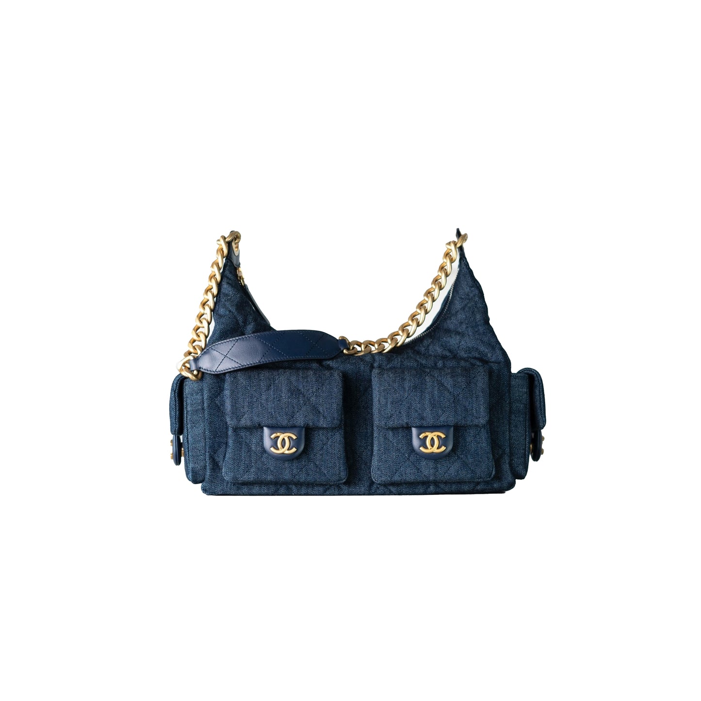 Ch*el 25c hobo hippie bag dark denim blue as5302 (35*27*18cm)