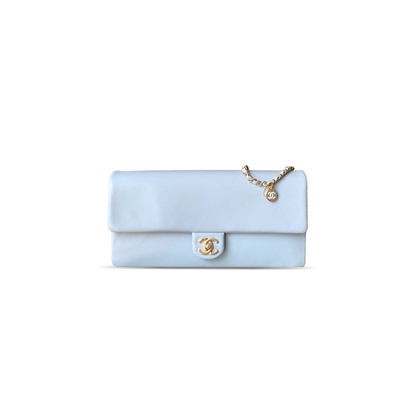 Ch**el flap bag grained shiny calfskin & gold-tone metal as5182 (33*16*5cm)