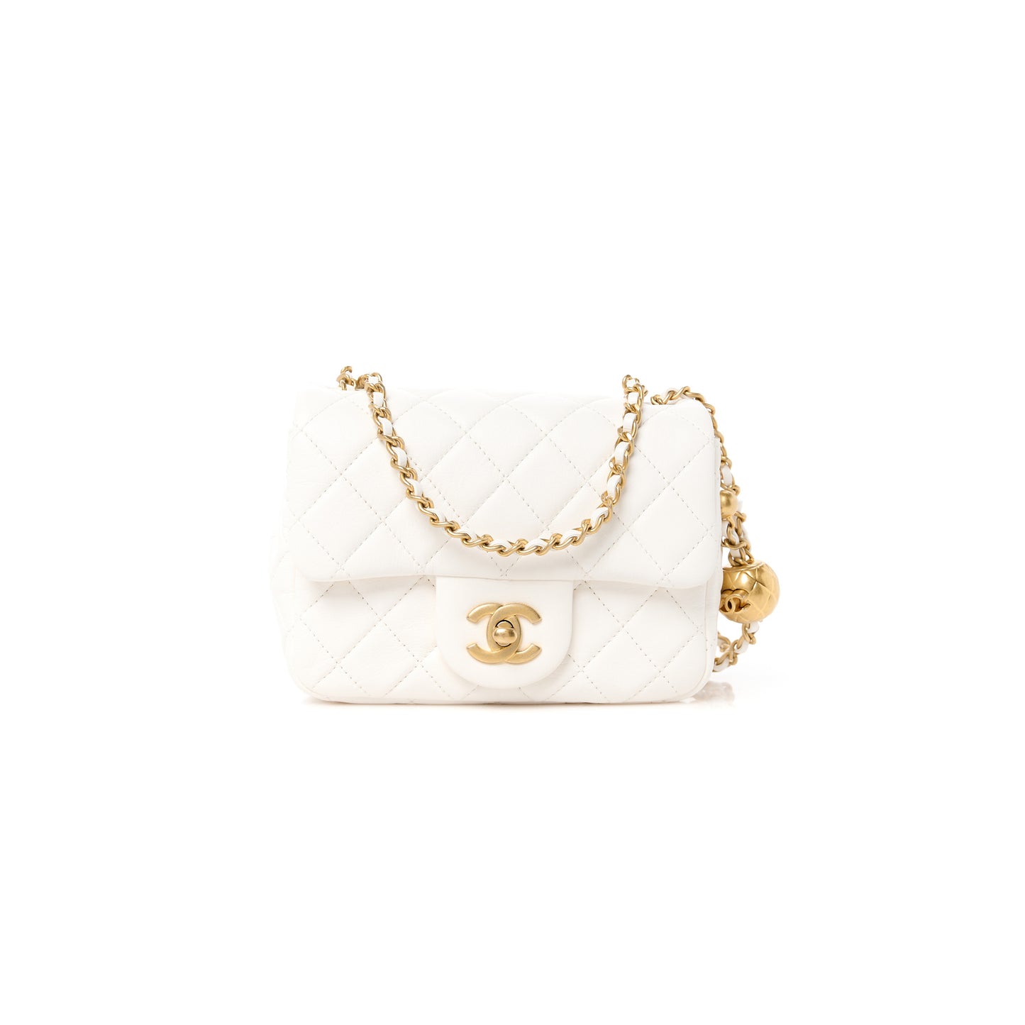 ch*el master G01den ball flap bag fatty square white (18*13*7cm)