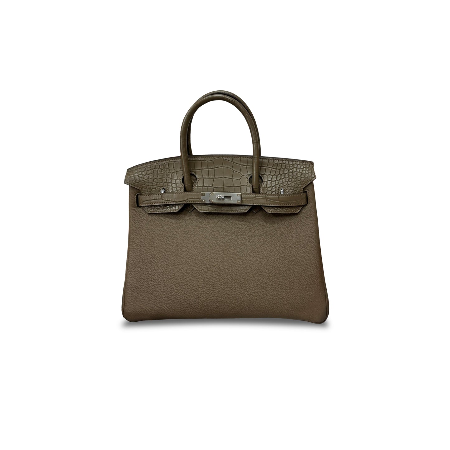 H**mes master birkin 30 crocodile and togo leather elephant grey silver buckle h076235ck03 (30*22*16cm)