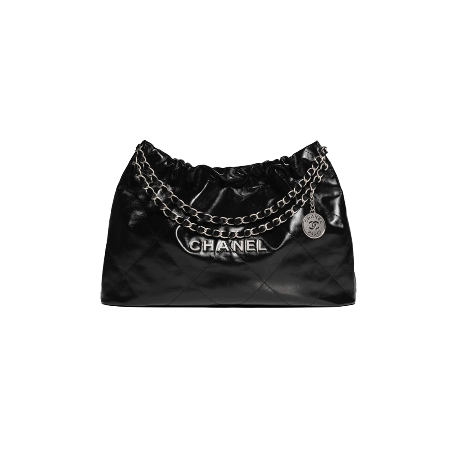 Ch*el master 24c 22 bag black with silver hardware as4486 (45*30*8cm)