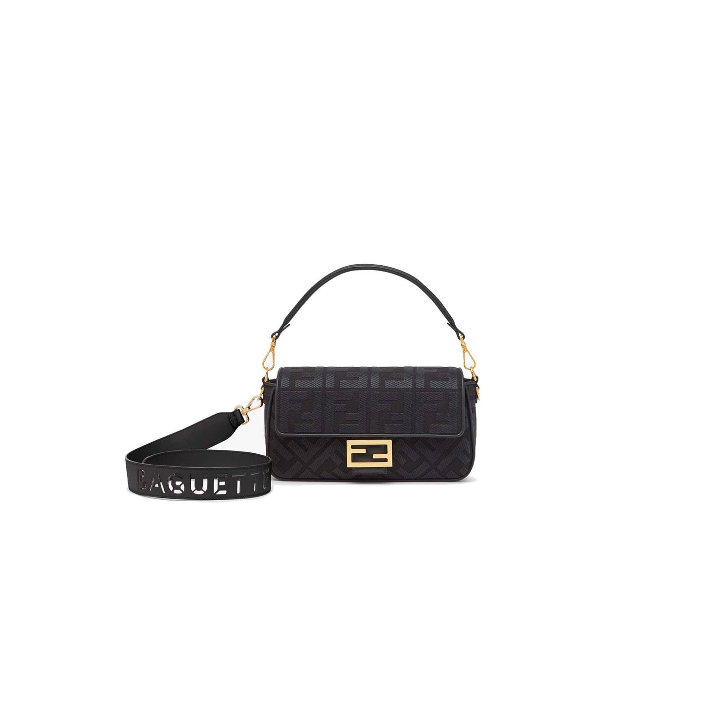 F**di baguette - black ff canvas bag 8br600amcdf1cfj (27*15*6cm)