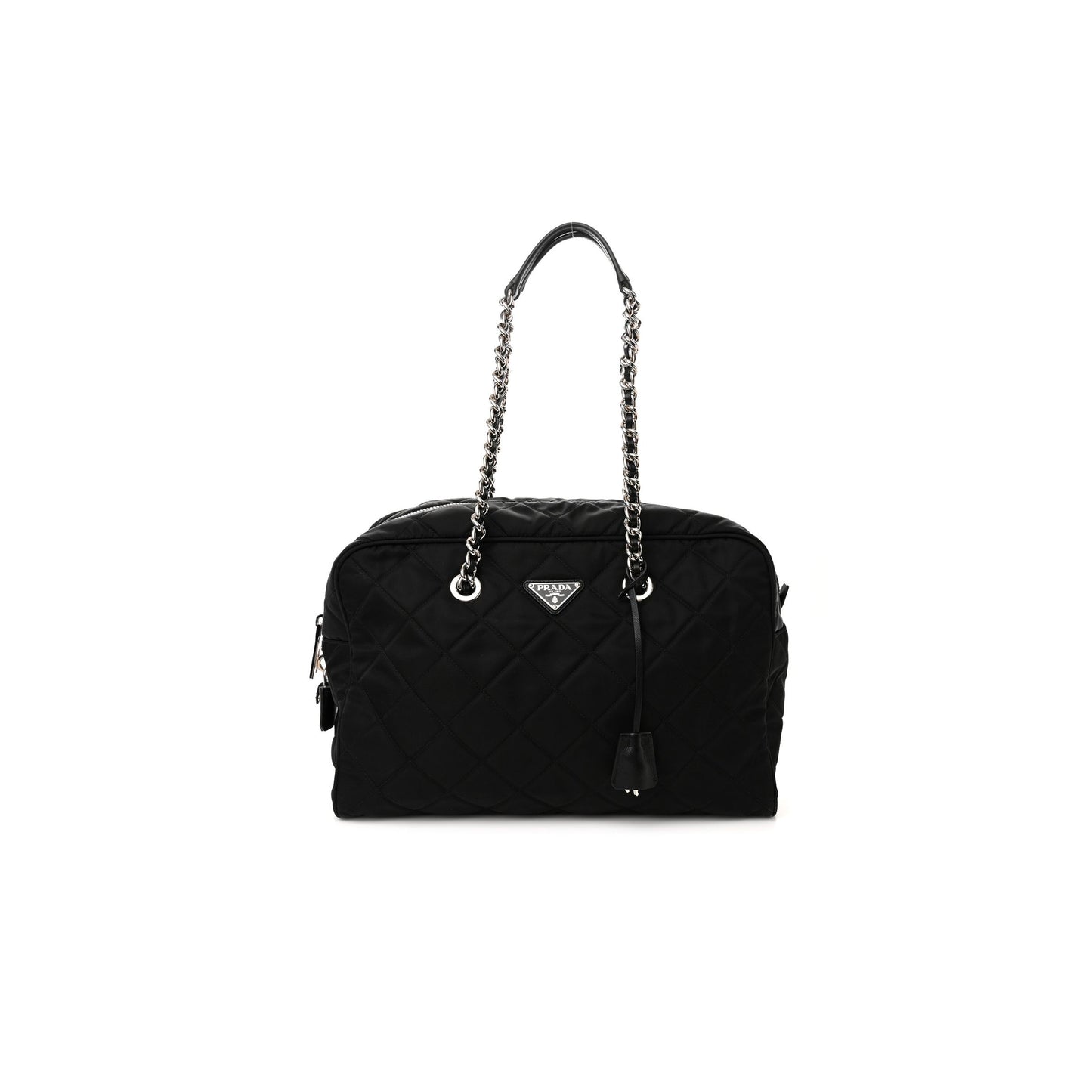 Pra*a nylon tessuto impuntu quilted shoulder bag black (36*25*14cm)