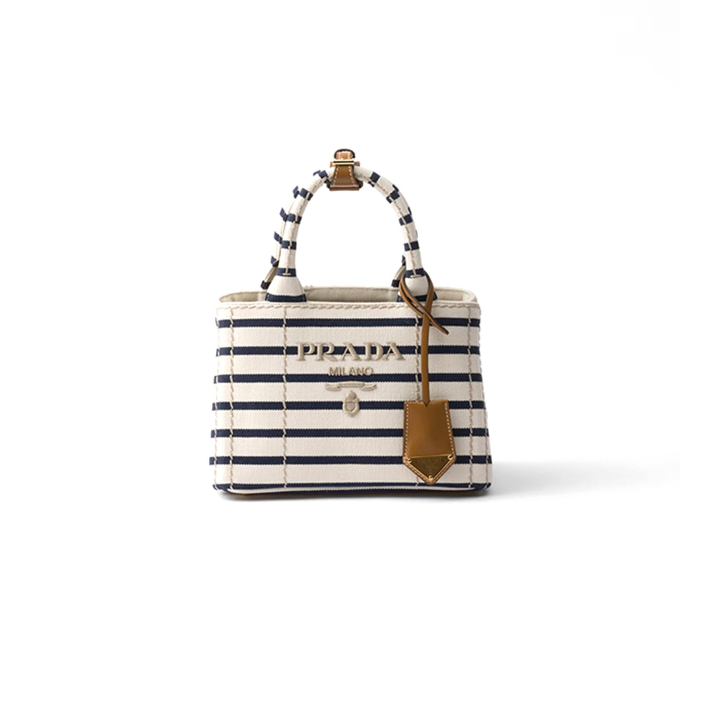 Pra*a jardiniÈre striped cotton canvas mini bag 1ba038 (22*15*13cm)