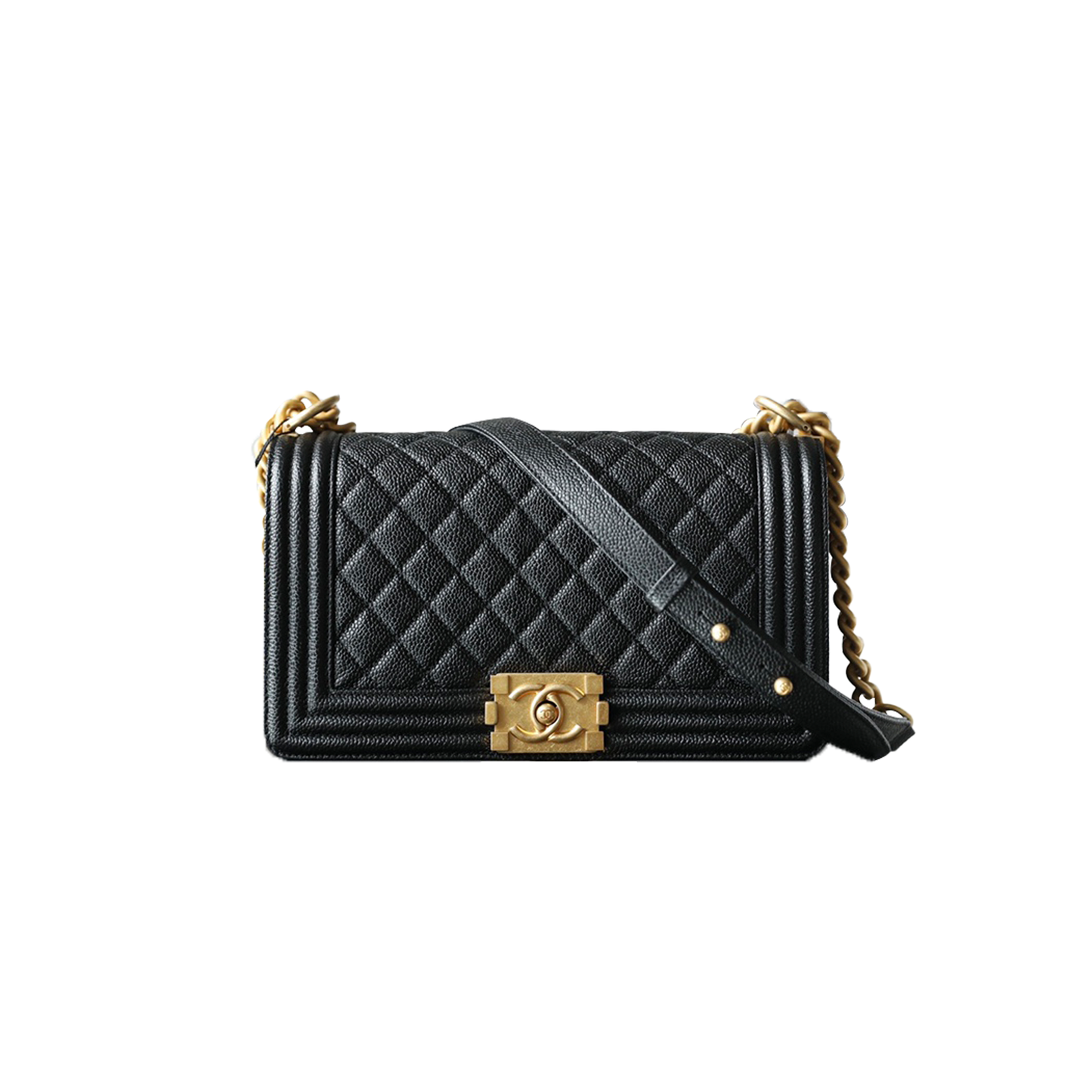 Ch*el master black caviar boy medium size a67086 (25*15*9cm)