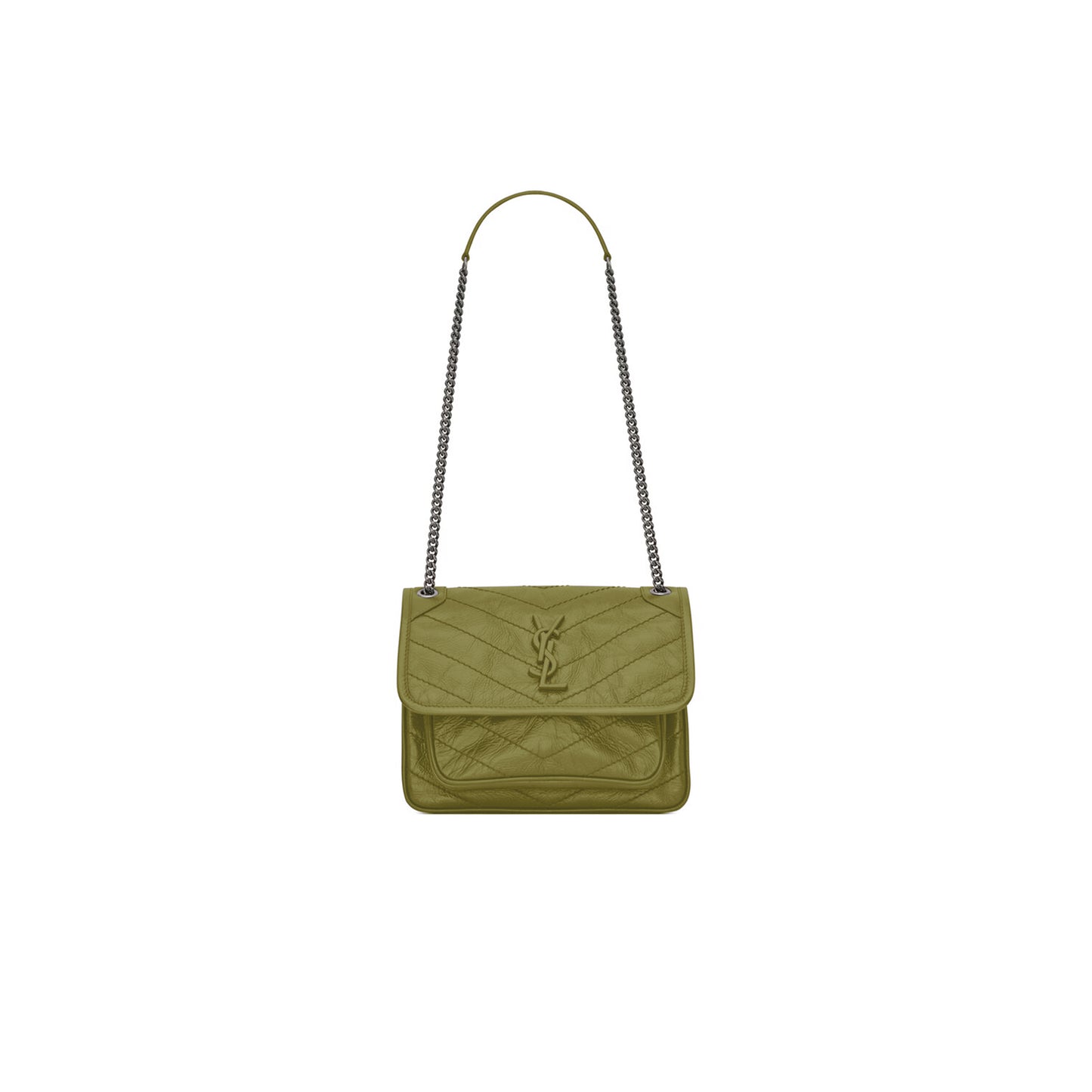 Y*L niki baby chain bag in crinkled vintage leather 498892600879 (21*16*7.5cm)