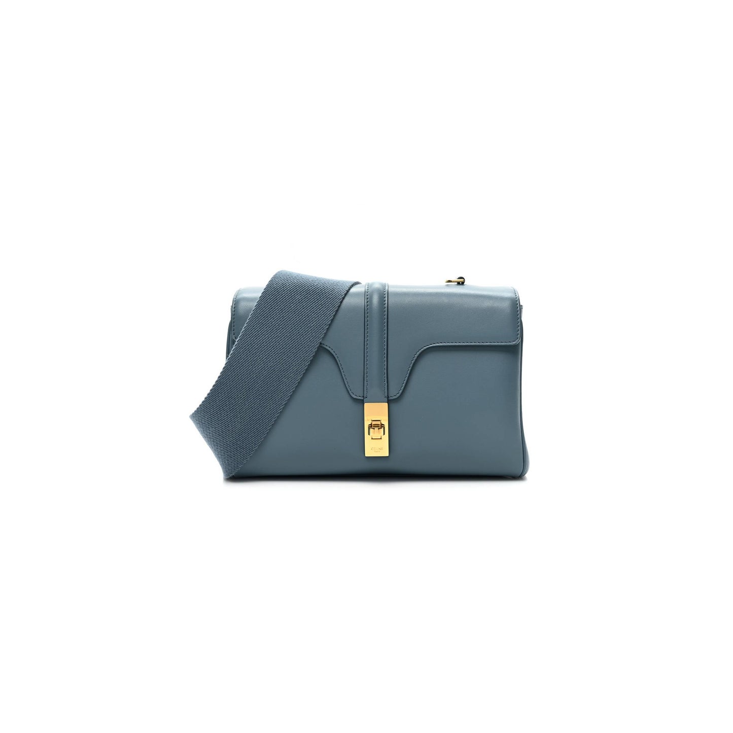 Ce**e smooth calfskin teen soft 16 shoulder bag blue grey (24*17*8cm)