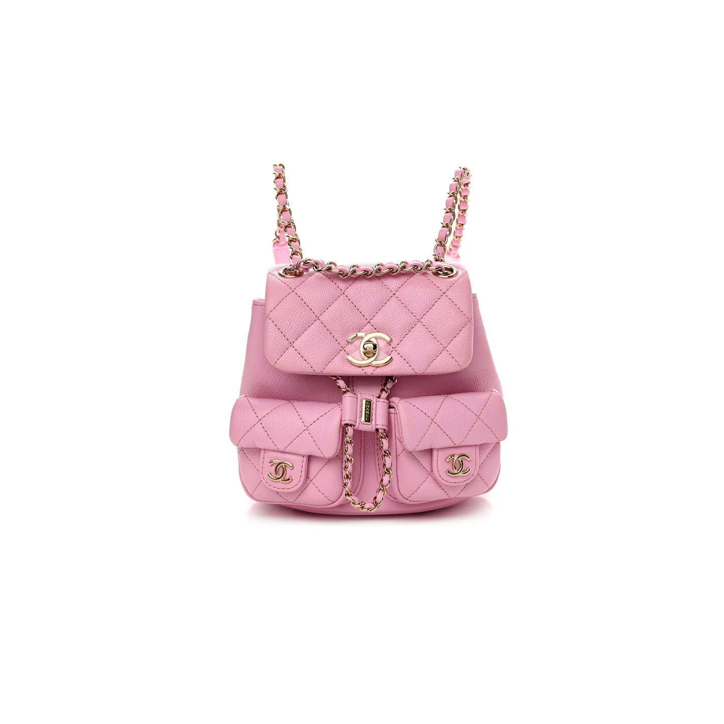 Ch*el small quilted caviar duma pockets drawstring backpack as3787 (17.5*16.5*10cm)