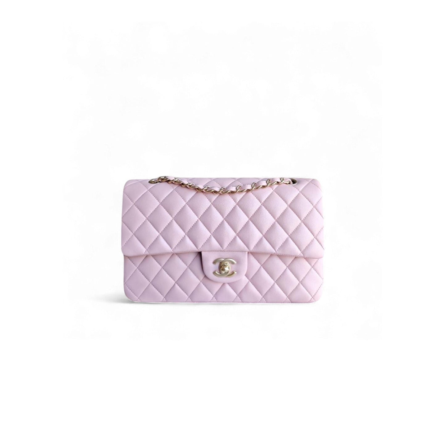 Ch**el classic flap quilted lambskin with light cherry pink and gold hardware (25.5*15.5*6.5cm)