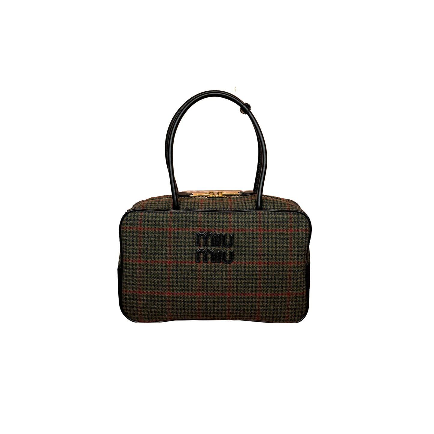 M1v M1v beau tartan top-handle bag with leather details 5bb163 (34*20*10cm)