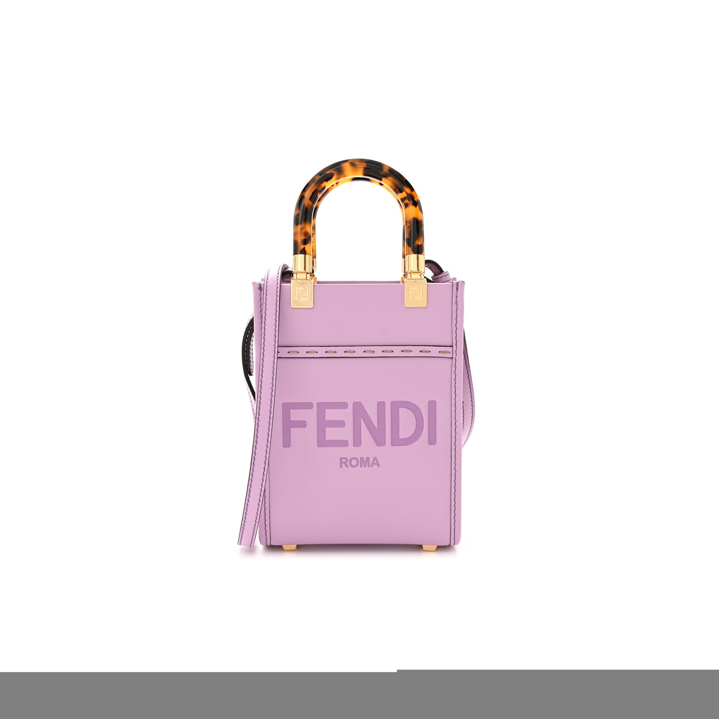 F**di vitello king plexiglass logo embossed mini F**di sunshine shopper tote lavanda (18*13*6cm)