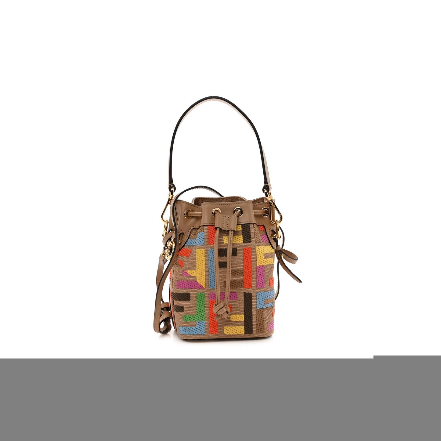 F**di canvas vitello king f is F**di ff multicolor embroidered mini mon tresor bucket bag multicolor cuoio (18*12*10cm)