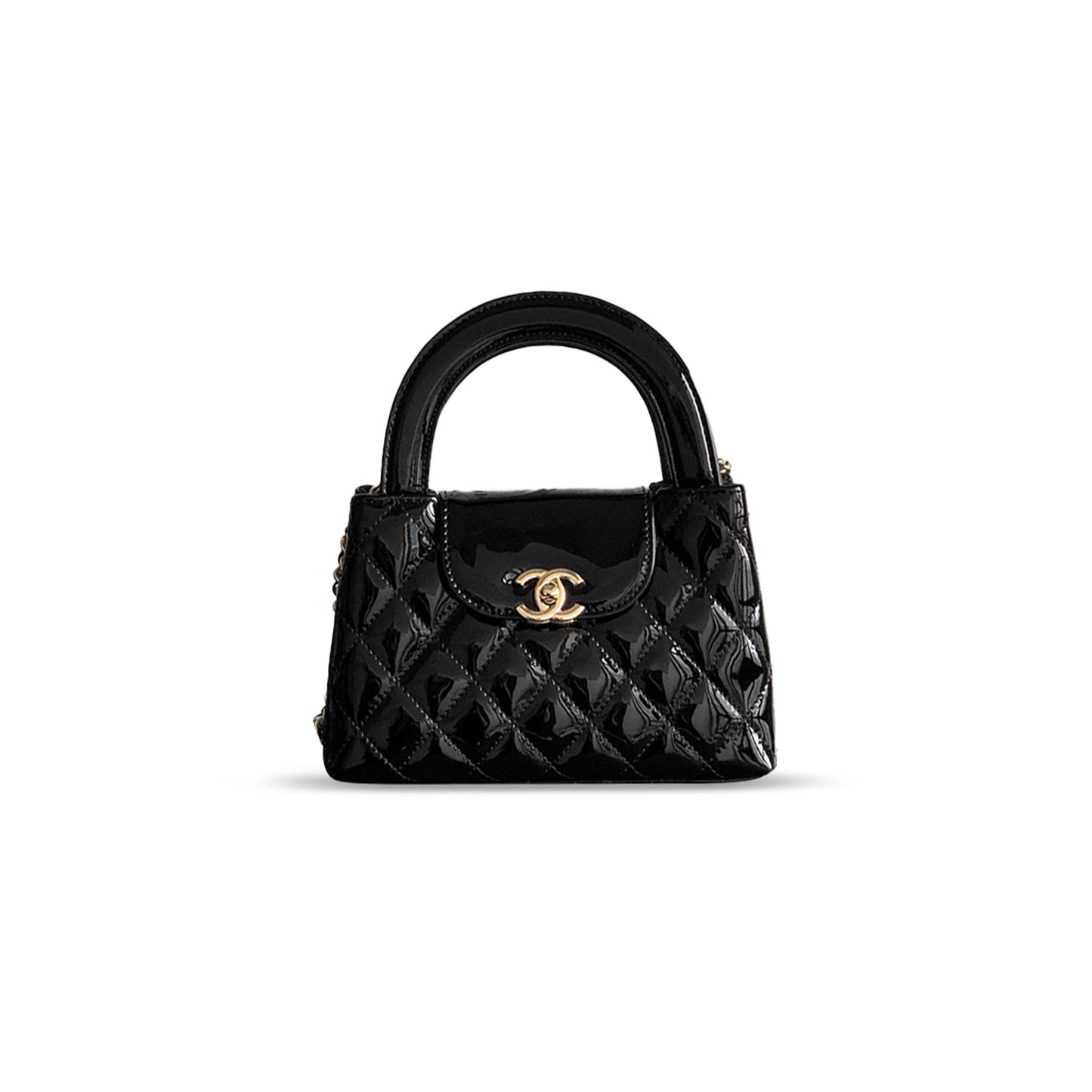 Ch*el 25a mini kelly bag patent calfskin as4416 (19*13*7cm)