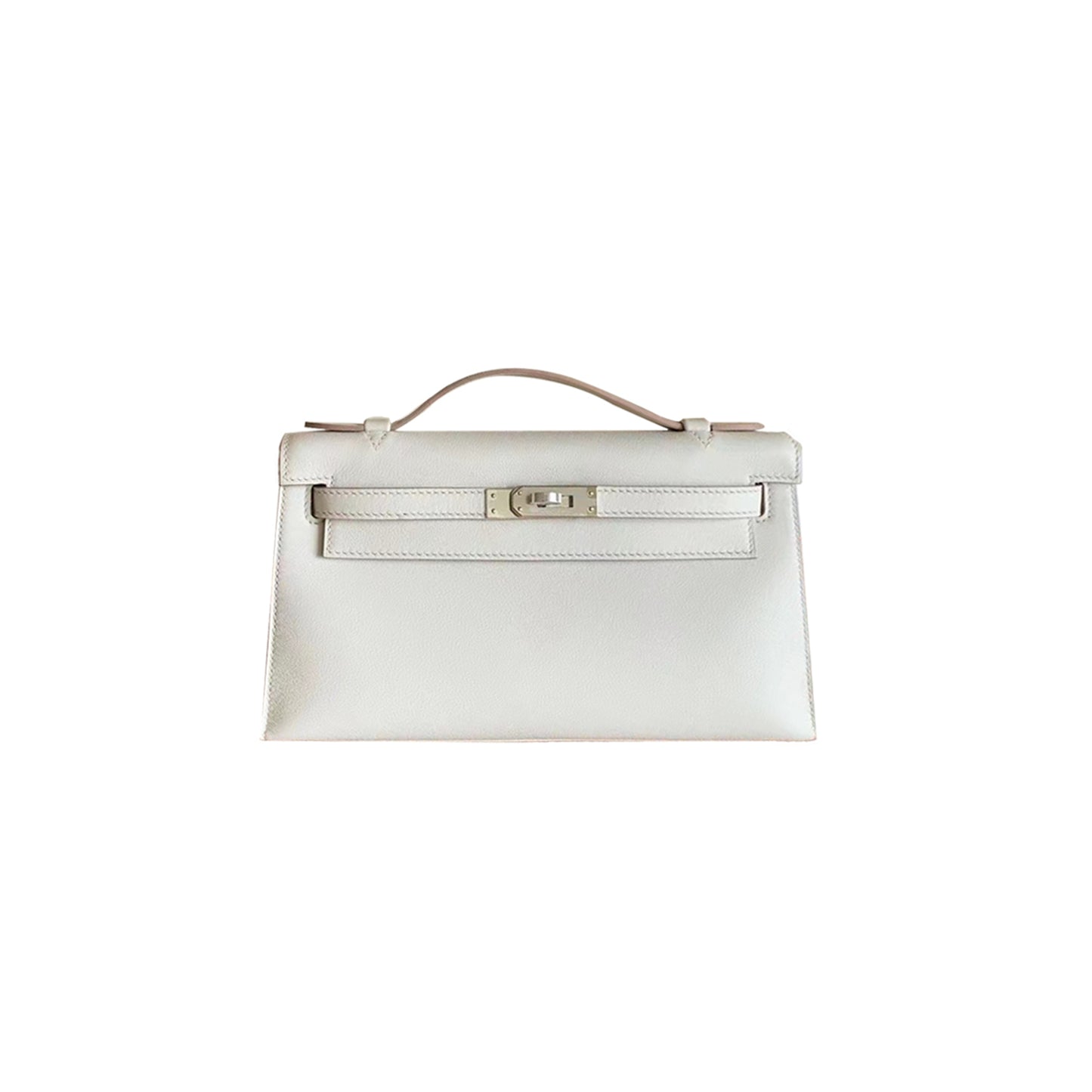 H**mes master kelly clutch swift m4 milk gray silver (22*14*7cm)