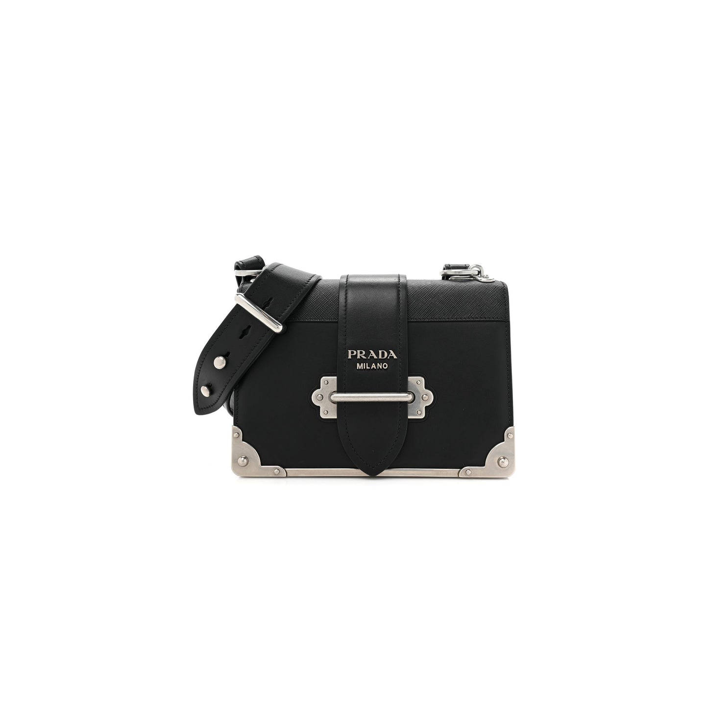 Pra*a city calf saffiano cahier bag black (20*14*9cm)