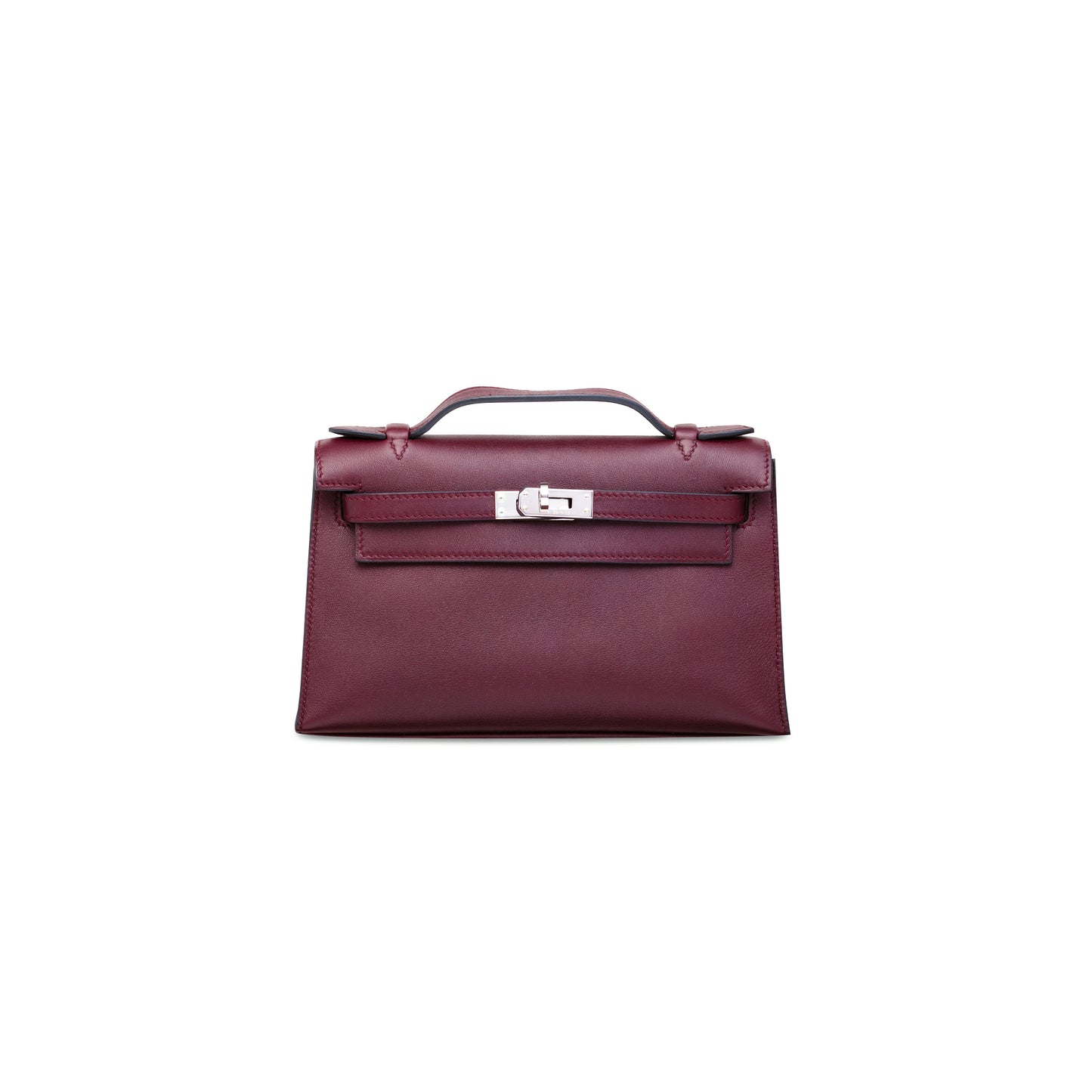 H**mes master swift leather kelly pochette with palladium hardware (22*14*7cm)