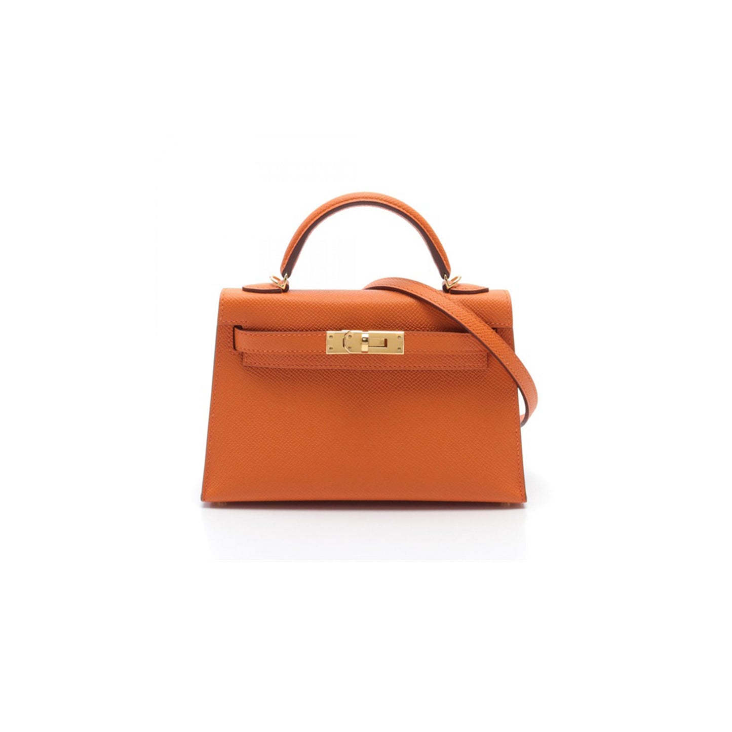 H**mes master mini kelly ii epsom leather orange gold buckle (19*12*5.5cm)