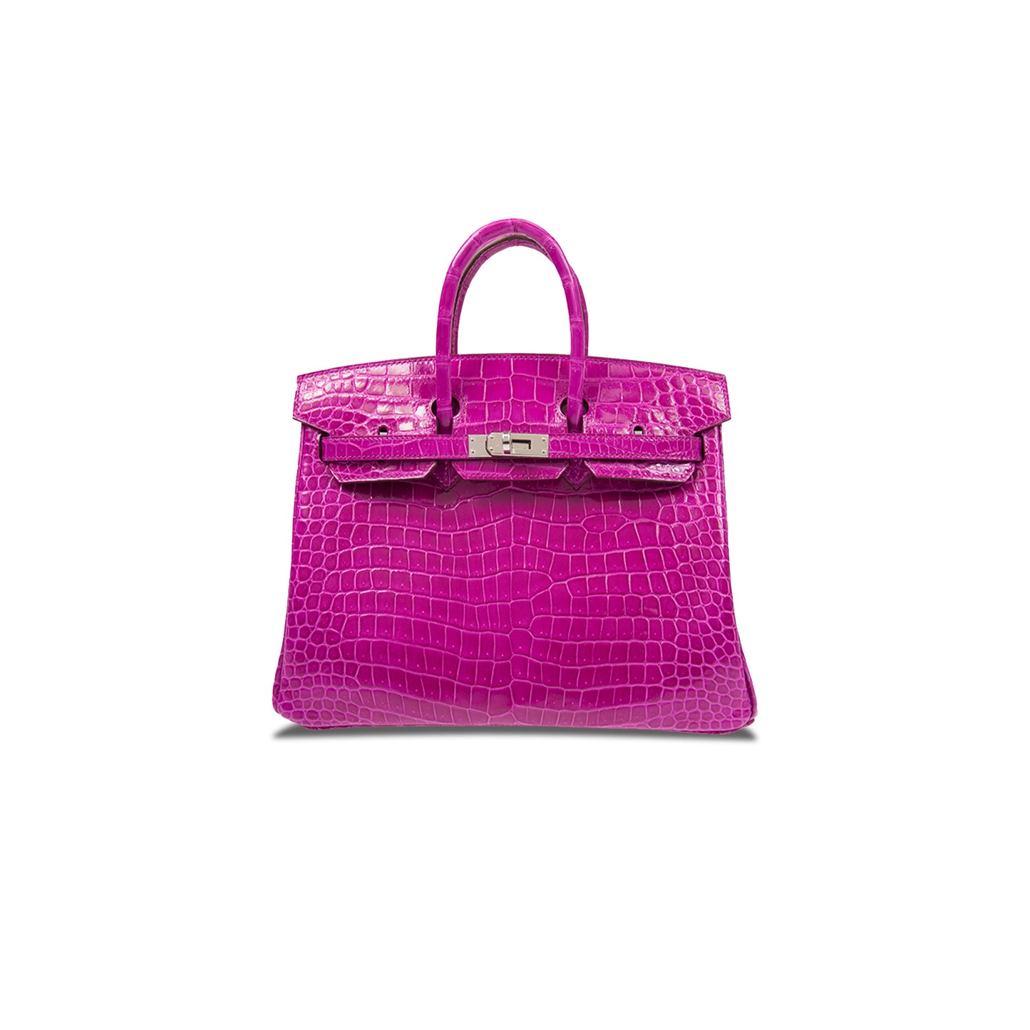H**mes master birkin 25 crocodile leather pink purple silver buckle h041354ck23 (25*20*13cm)