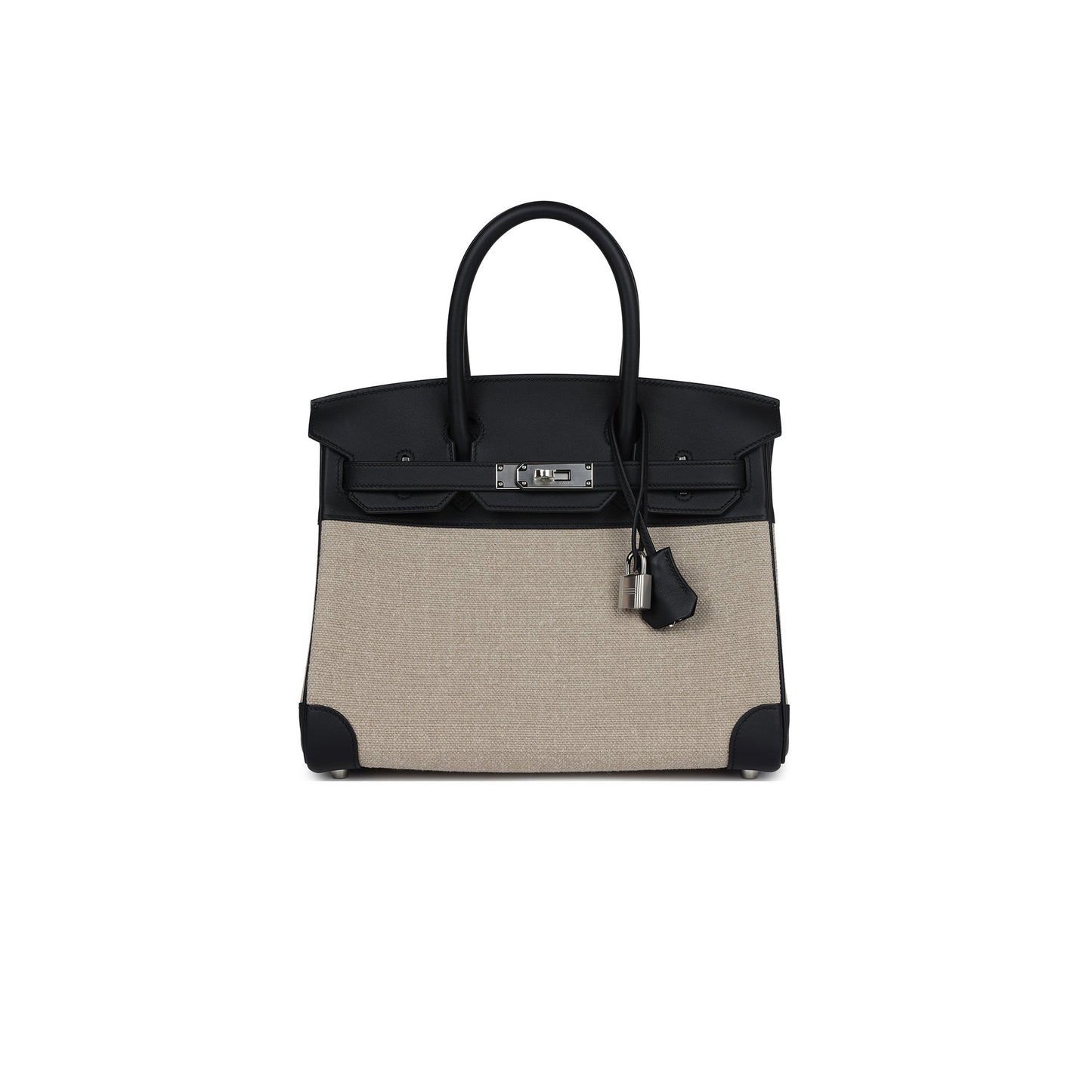 H**mes birkin 35 bivouac ficelle canvas and black bag 8023220073 (35*24*18cm)