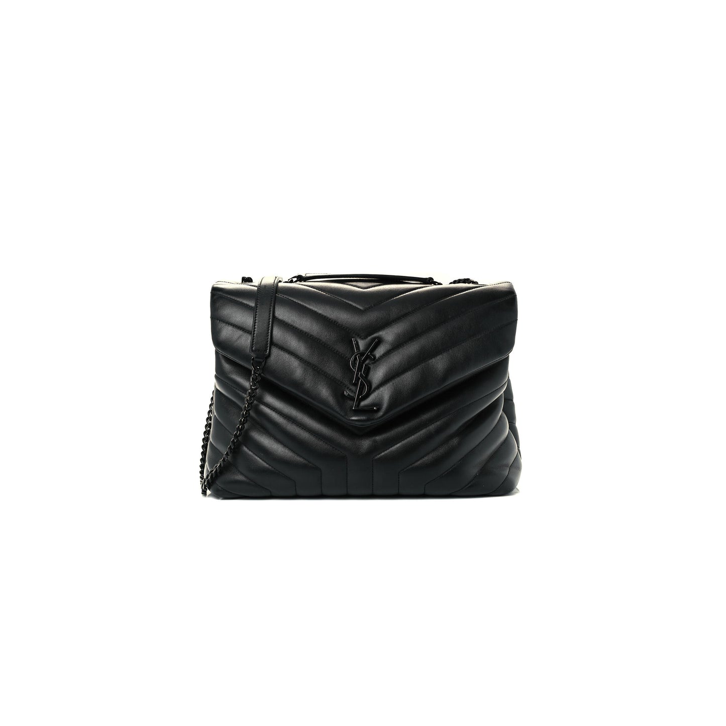 Y51 calfskin y quilted monogram medium loulou chain satchel black (32*22*11cm)