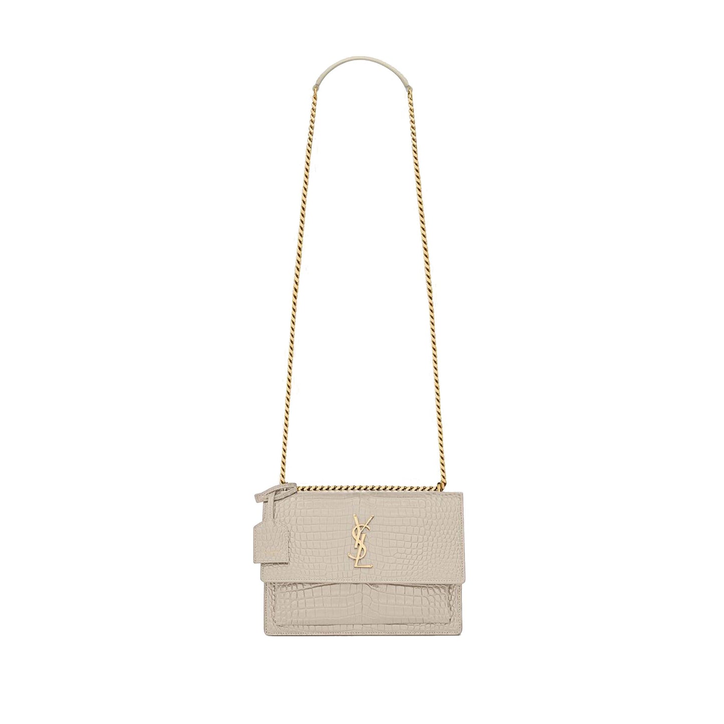 Y*L sunset medium chain bag in crocodile-embossed shiny leather 442906dnd0j9207 (22*16*6.5cm)