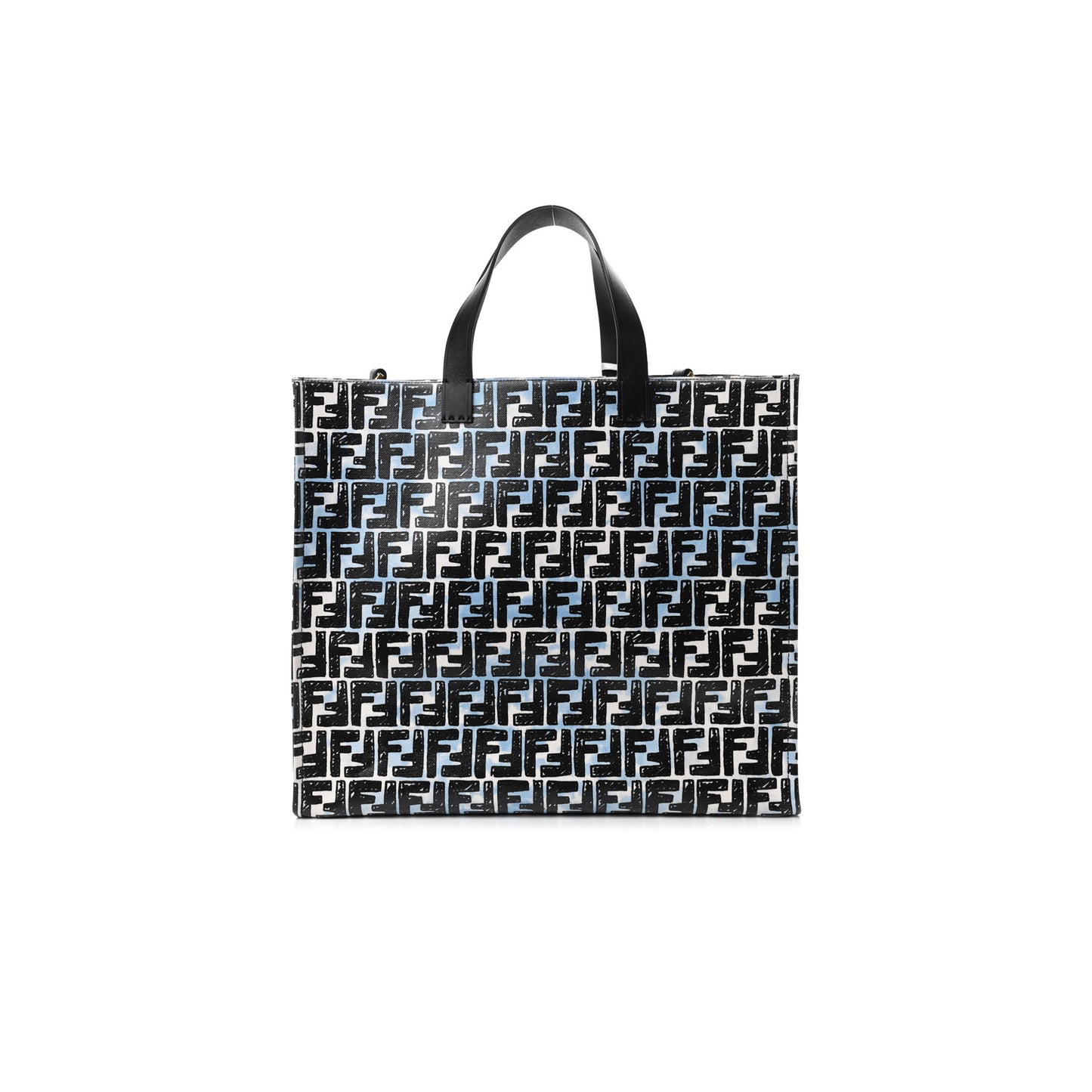 F**di x joshua vides coated canvas ff cloudy shopping tote white celeste black (39*35*19cm)