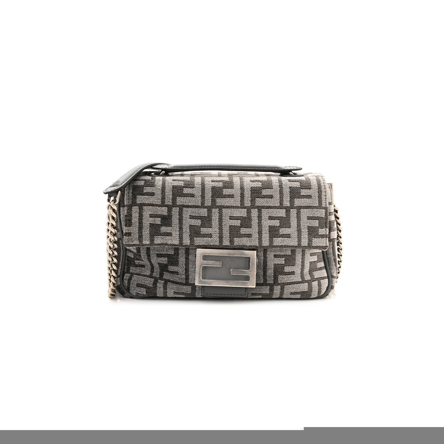 F**di chenille vitello seta ff midi chain baguette anthracite asfalto (22*13*6cm)