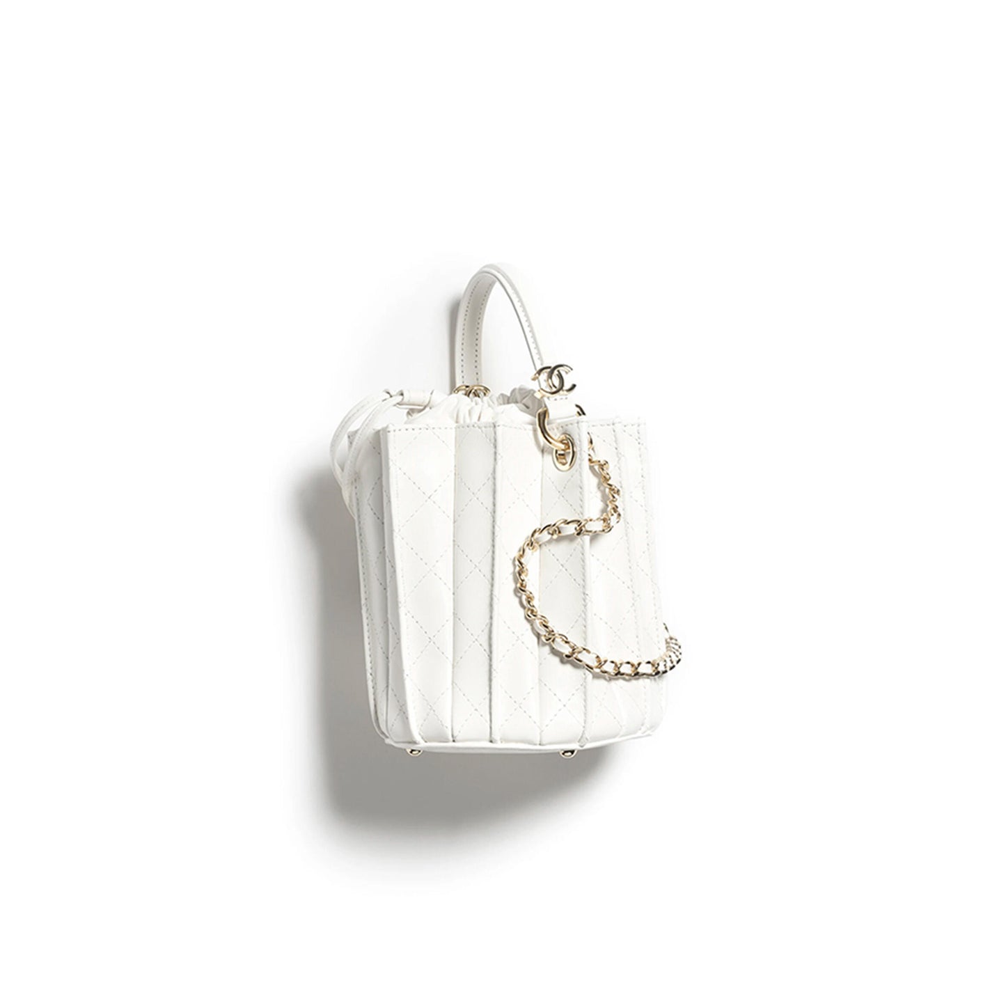 Ch**el mini bucket bag lambskin white as5486 (15.2*14*14cm)