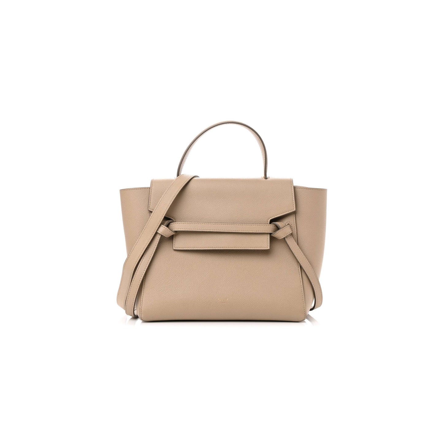 Ce**e grained calfskin micro belt bag light taupe (23*22*13cm)