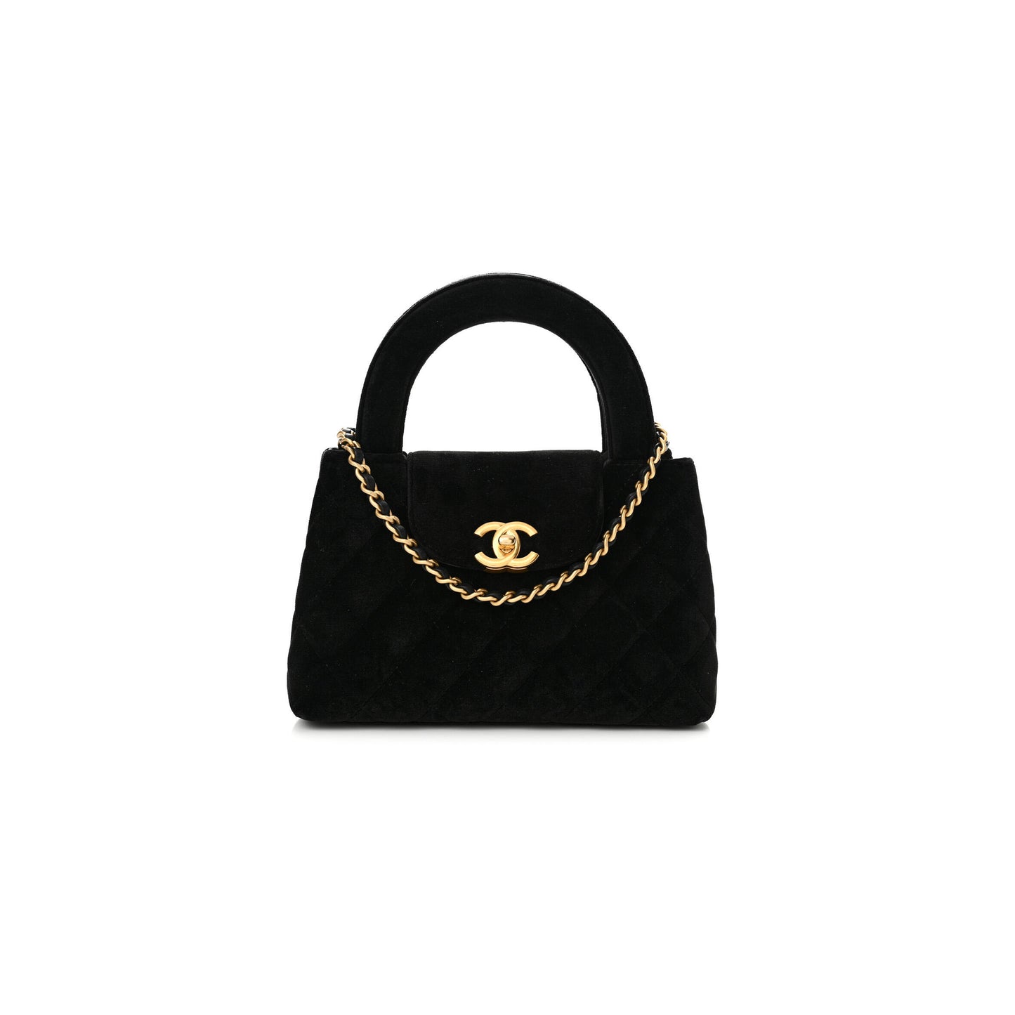 Ch*el velvet quilted nano kelly shopper black 1584991 (19*13*7cm)