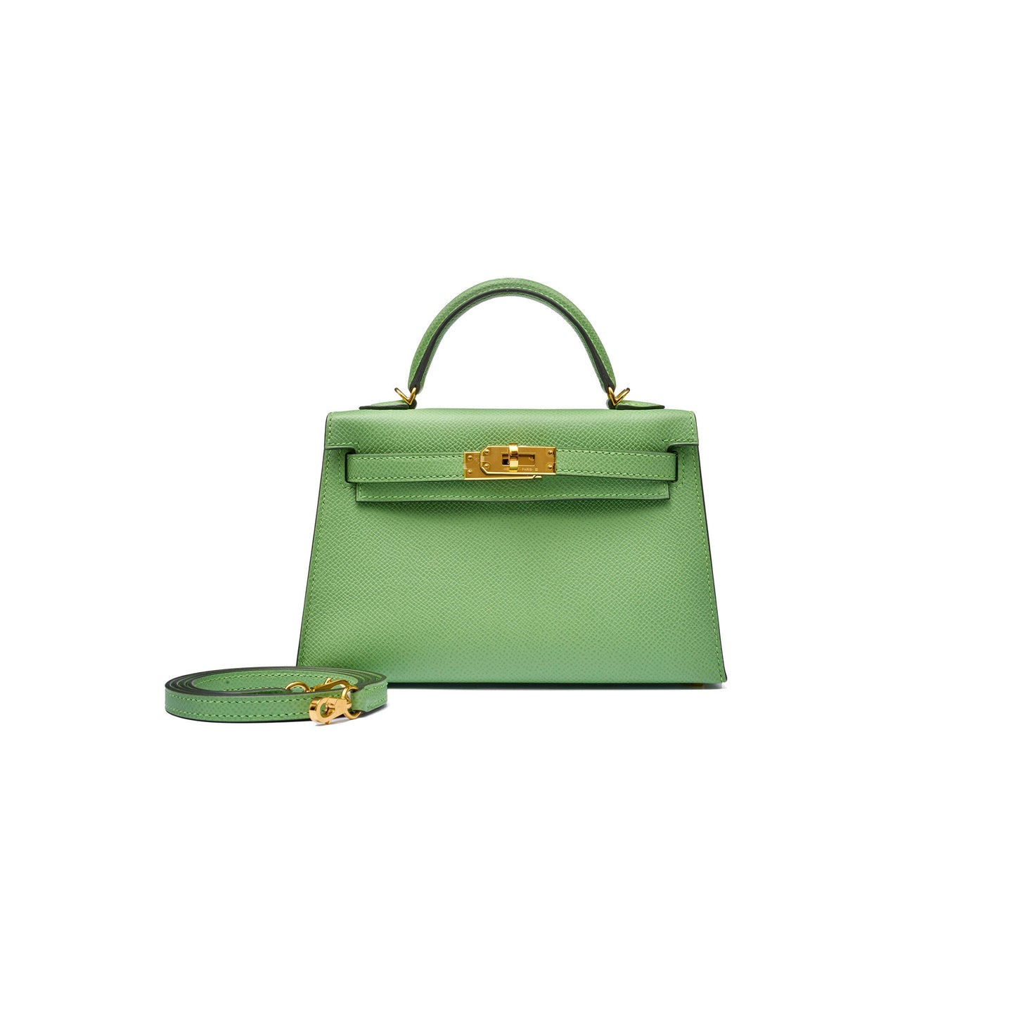 H**mes MASTER VERT CRIQUET EPSOM MINI KELLY II GOLD HARDWARE (19*12*5.5cm)