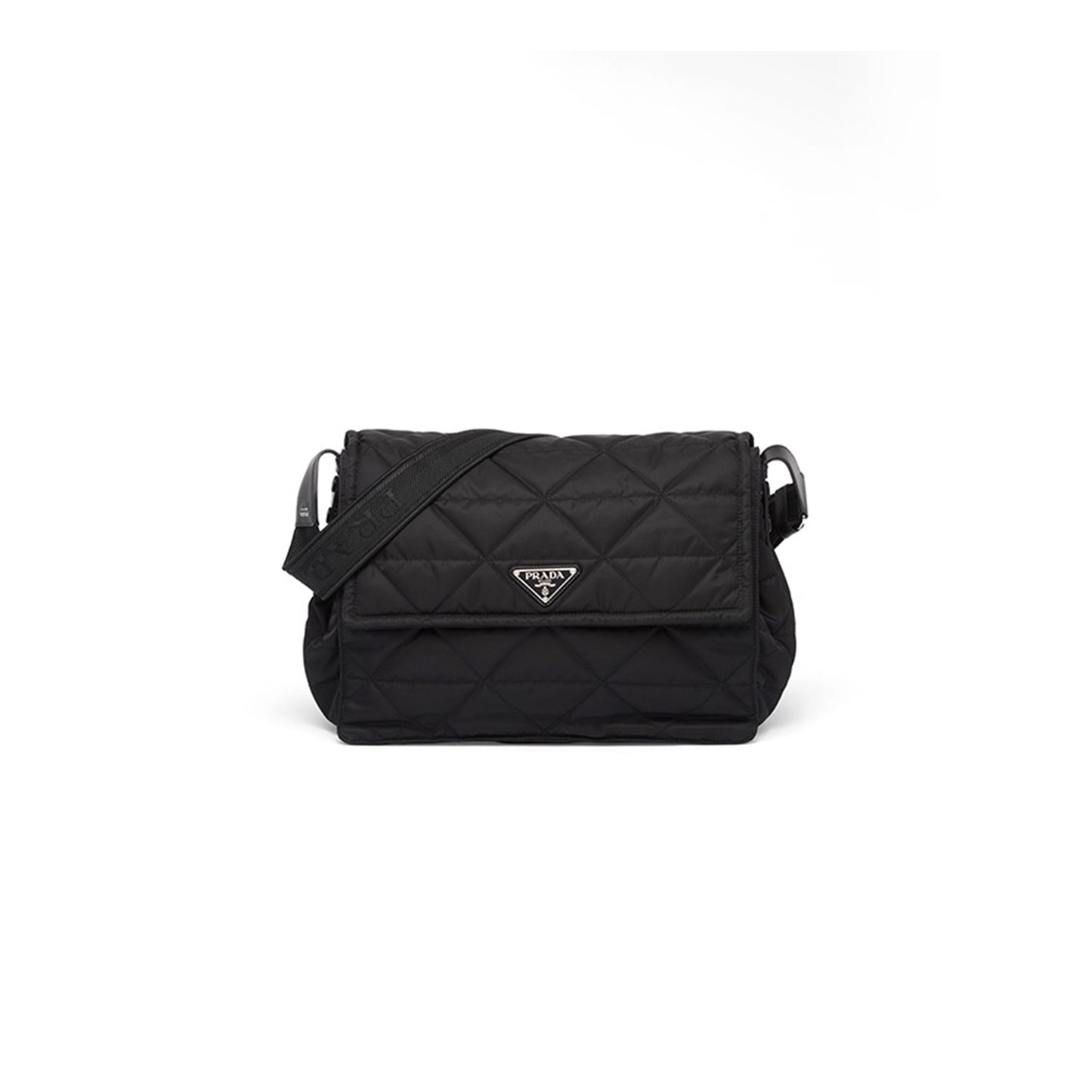 Pra*a topstitched re-nylon shoulder bag 2vd057 (36*28*14cm)
