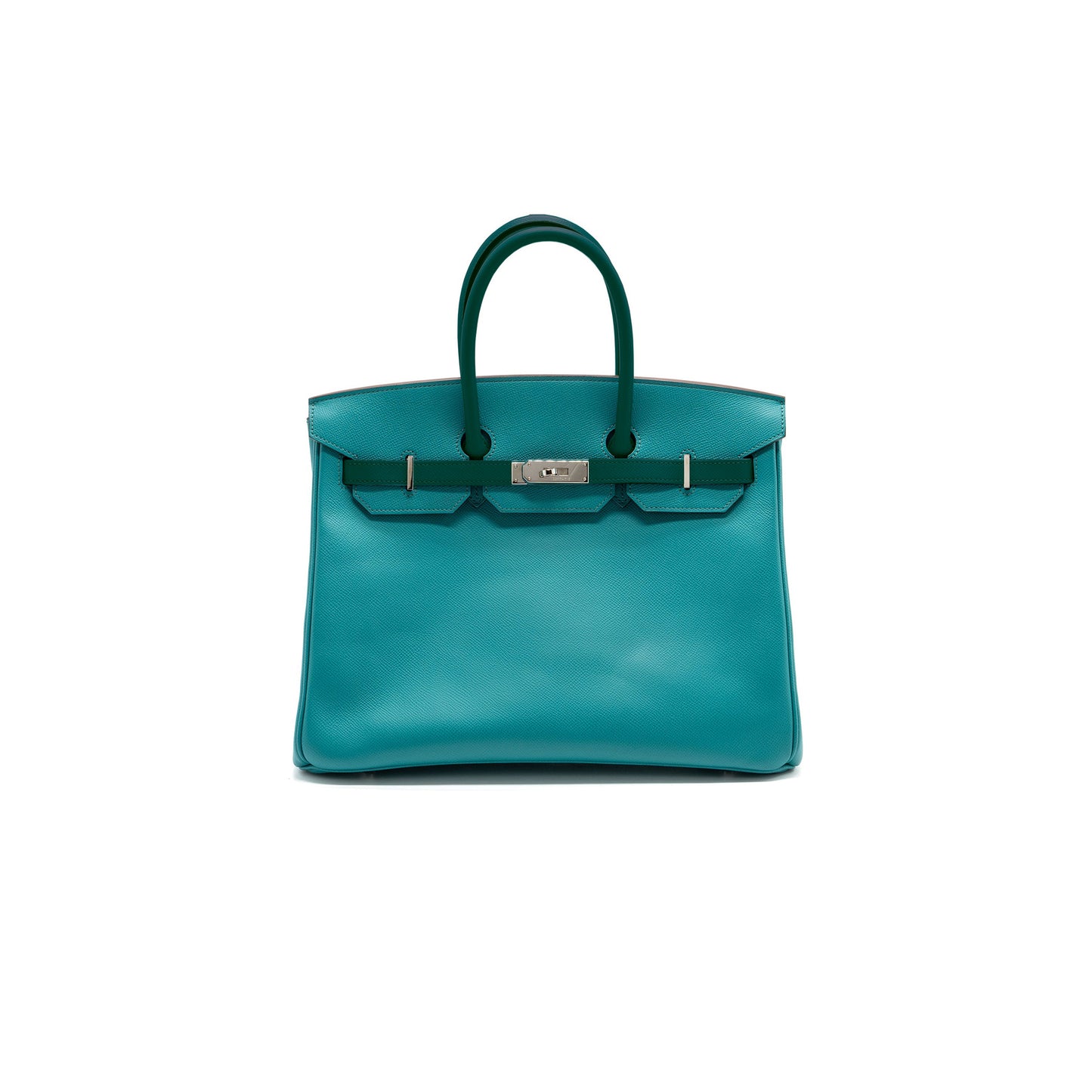 H**mes birkin 30 epsom peacock green and british green silver buckle bag h028369ck86 (30*23*15cm)